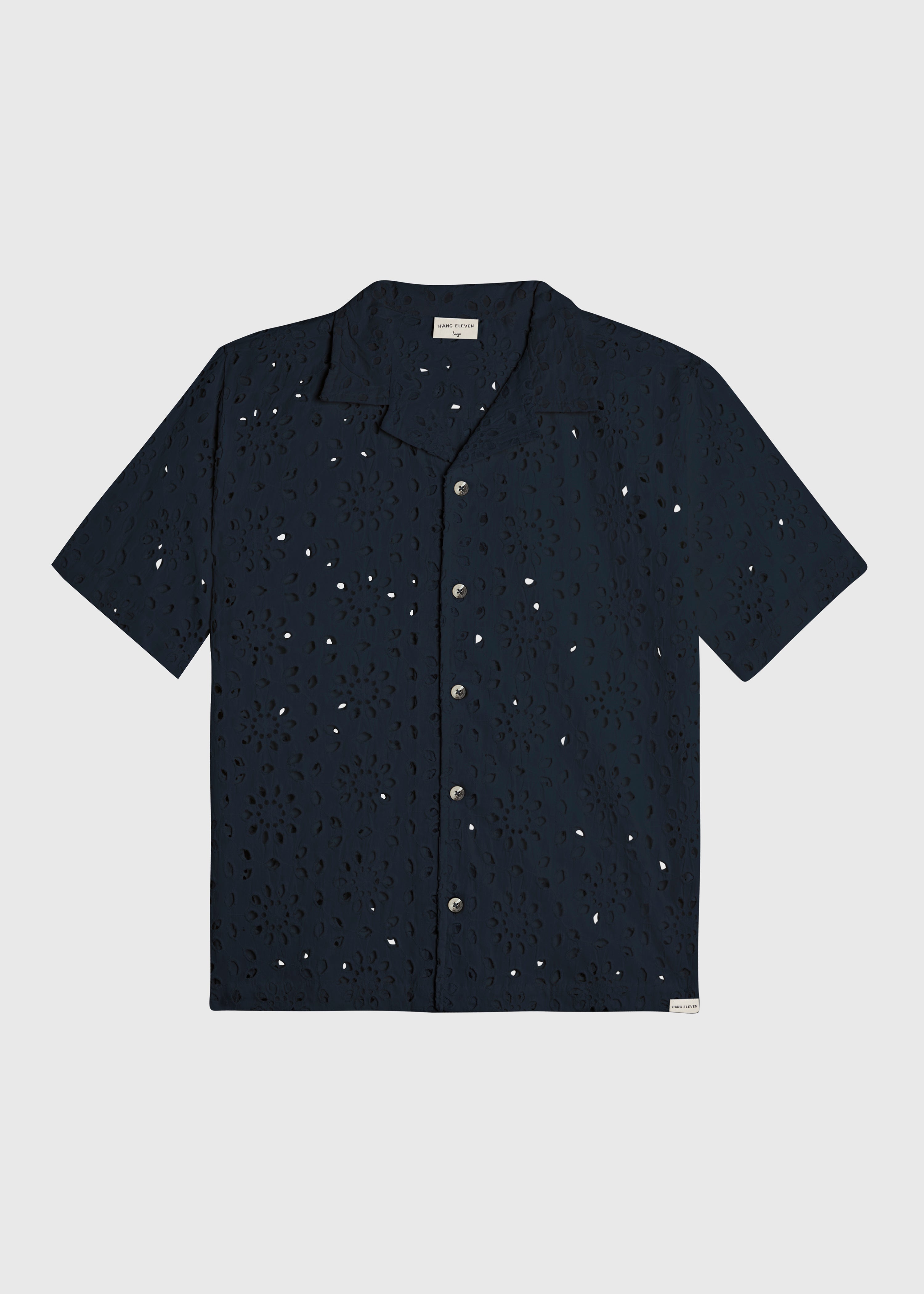 Flower Crochet Shirt - Navy