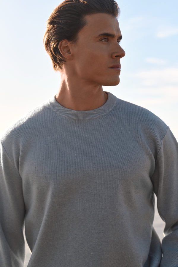 Compact Knit Crewneck - Grey Melee