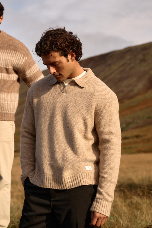 Heavy Knit Polo - Dark Sand