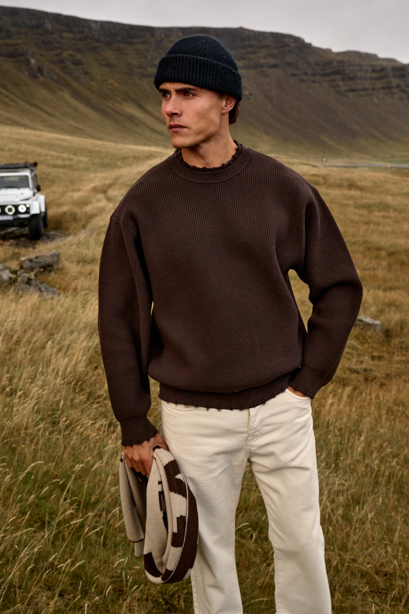 Raw Edge Knit - Brown
