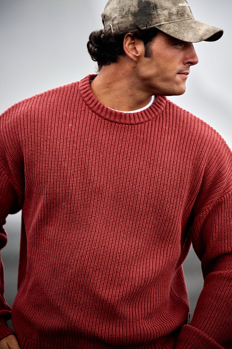 Clean Cable Knit - Deep Red