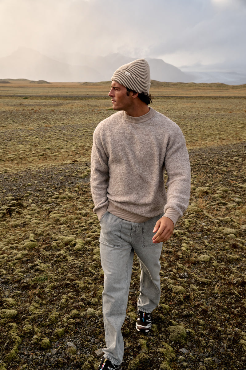 Bouclé Knit Crewneck - Dark Sand