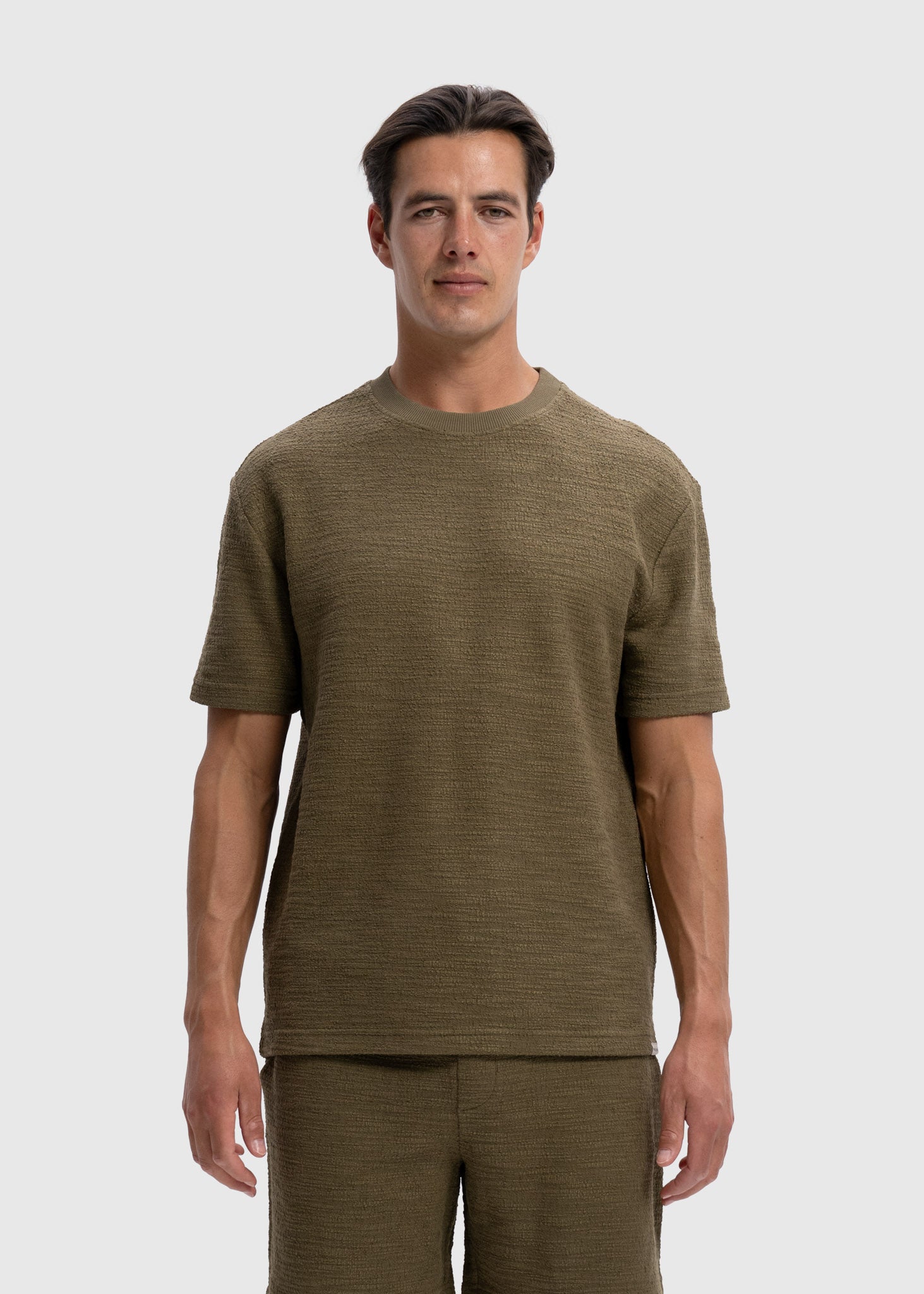 Boucle Tee -  Olive Green
