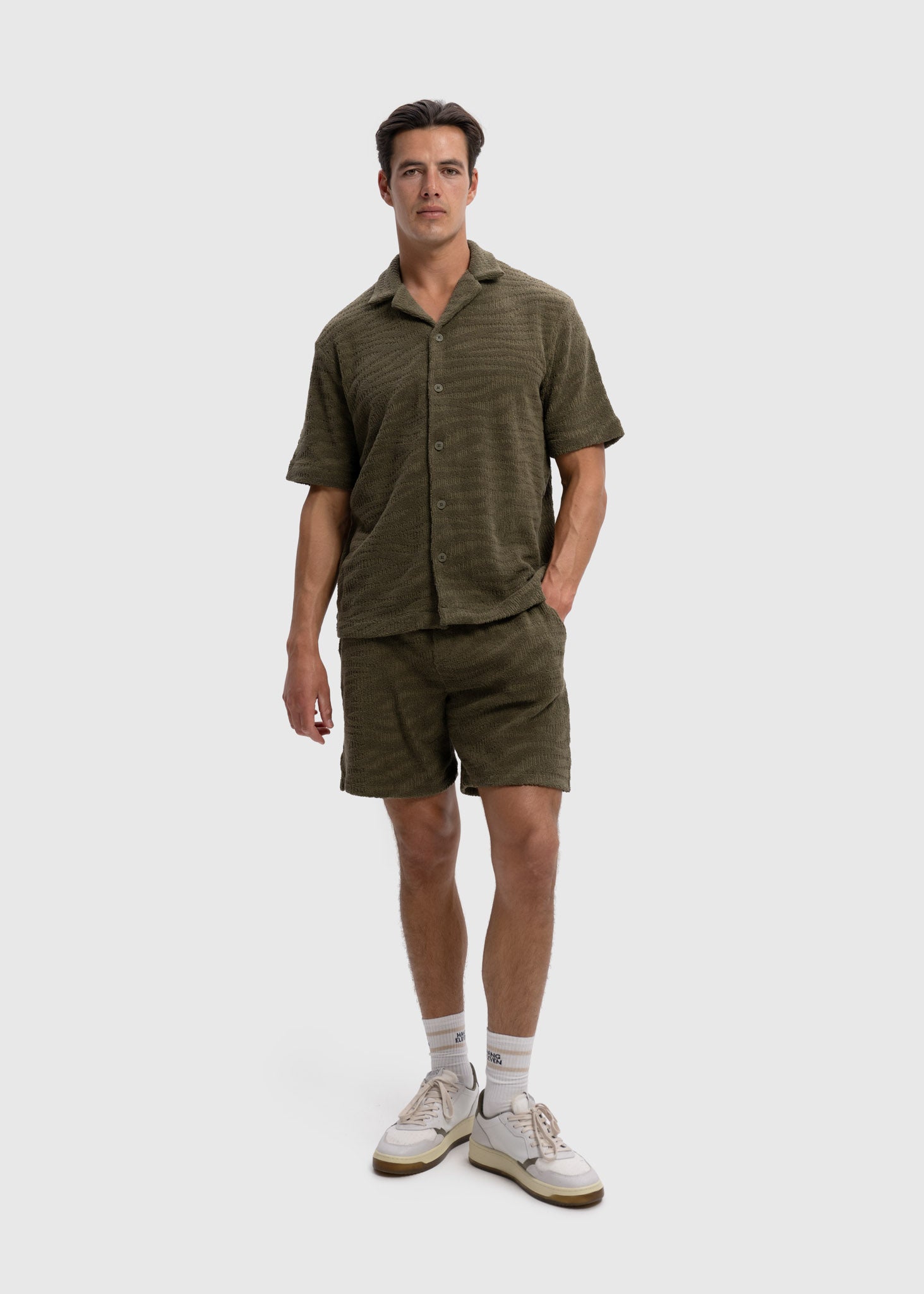 Terry Jacquard Shirt - Olive Green