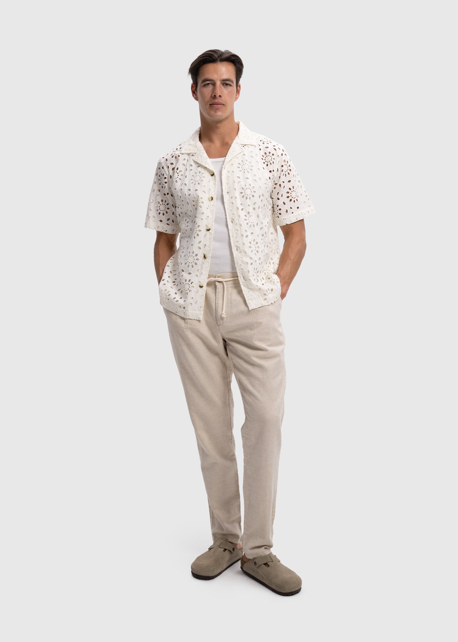 Flower Crochet Shirt - White Sand.