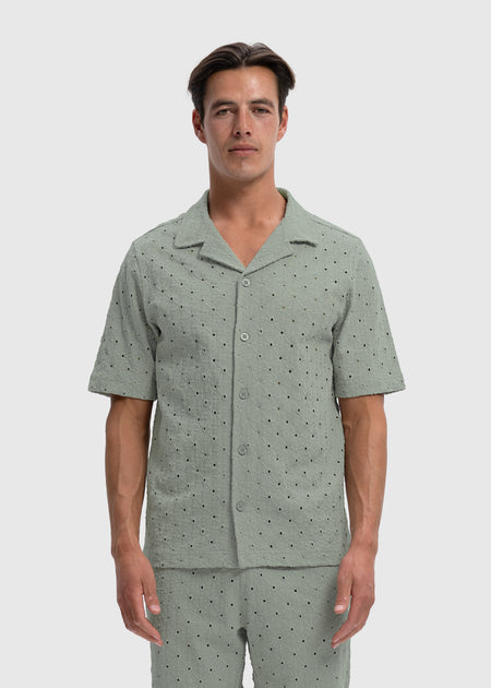 Crochet Sunrise Shirt - Slate Green
