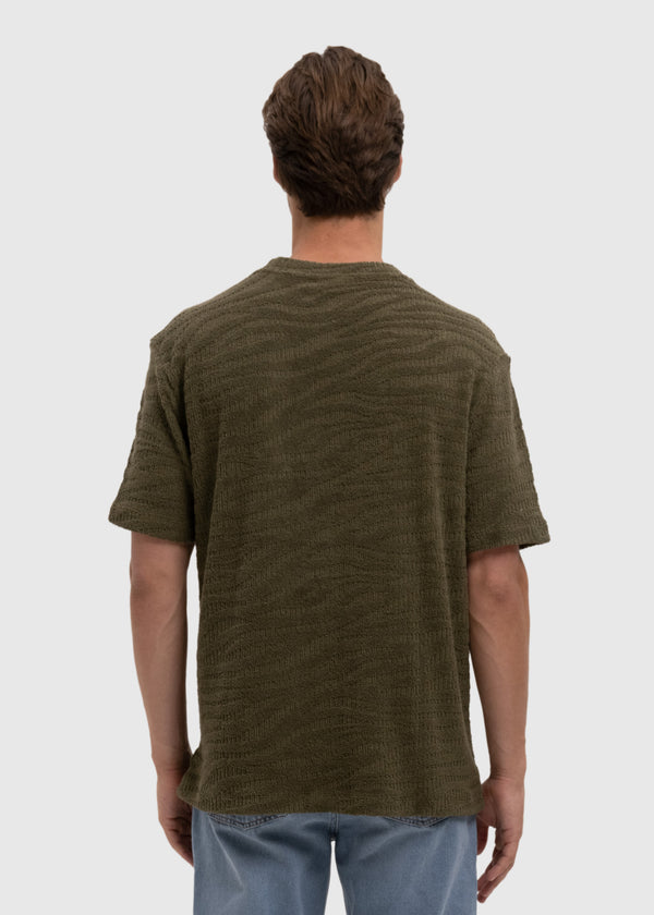 Terry Jacquard Tee - Olive Green