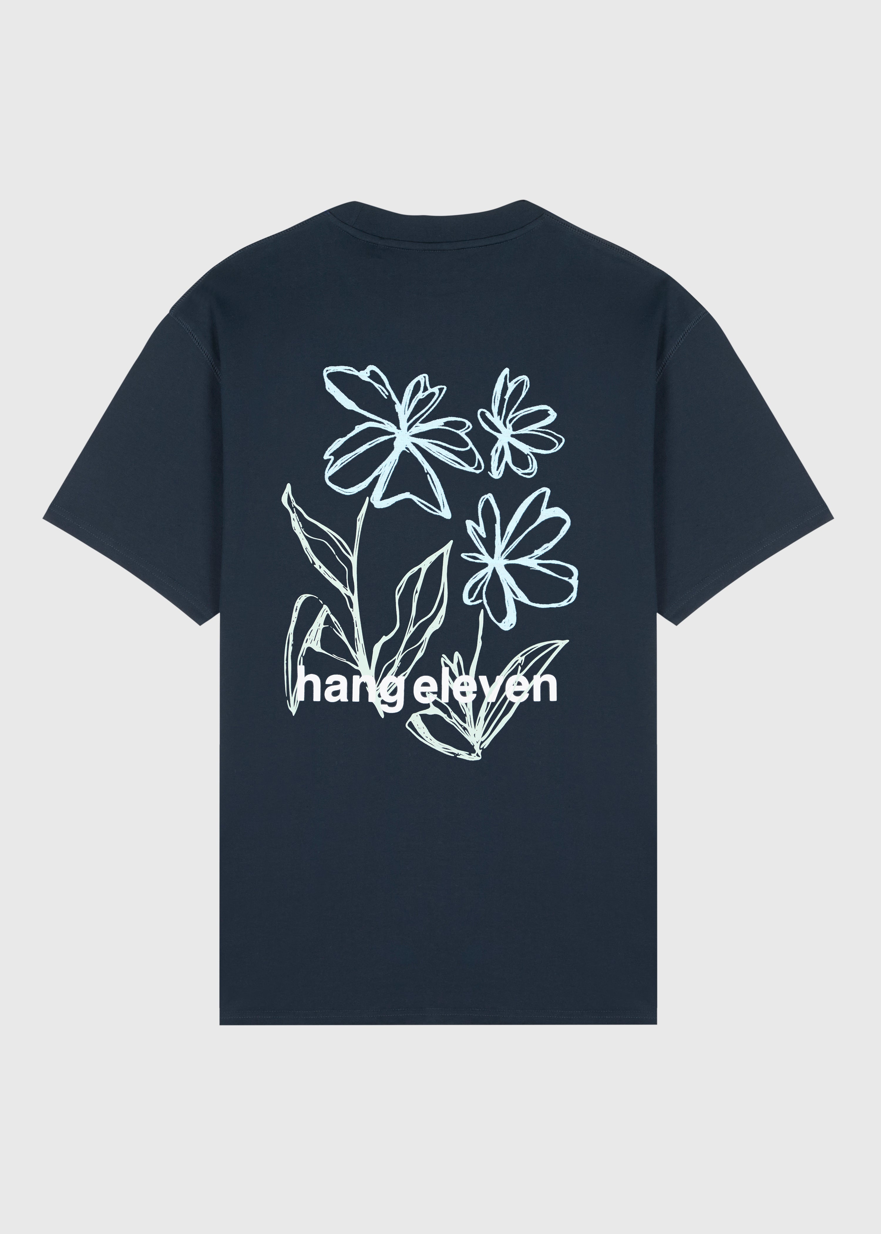 Outline Flower Tee - Navy Blue