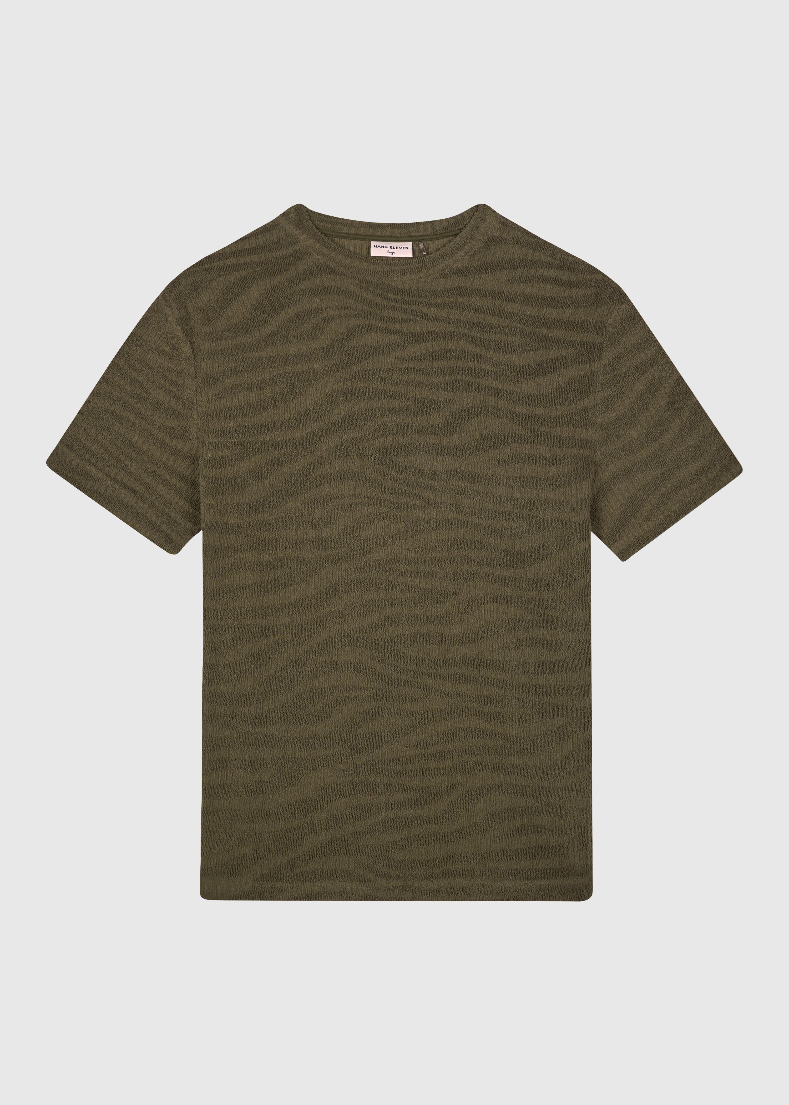Terry Jacquard Tee - Olive Green