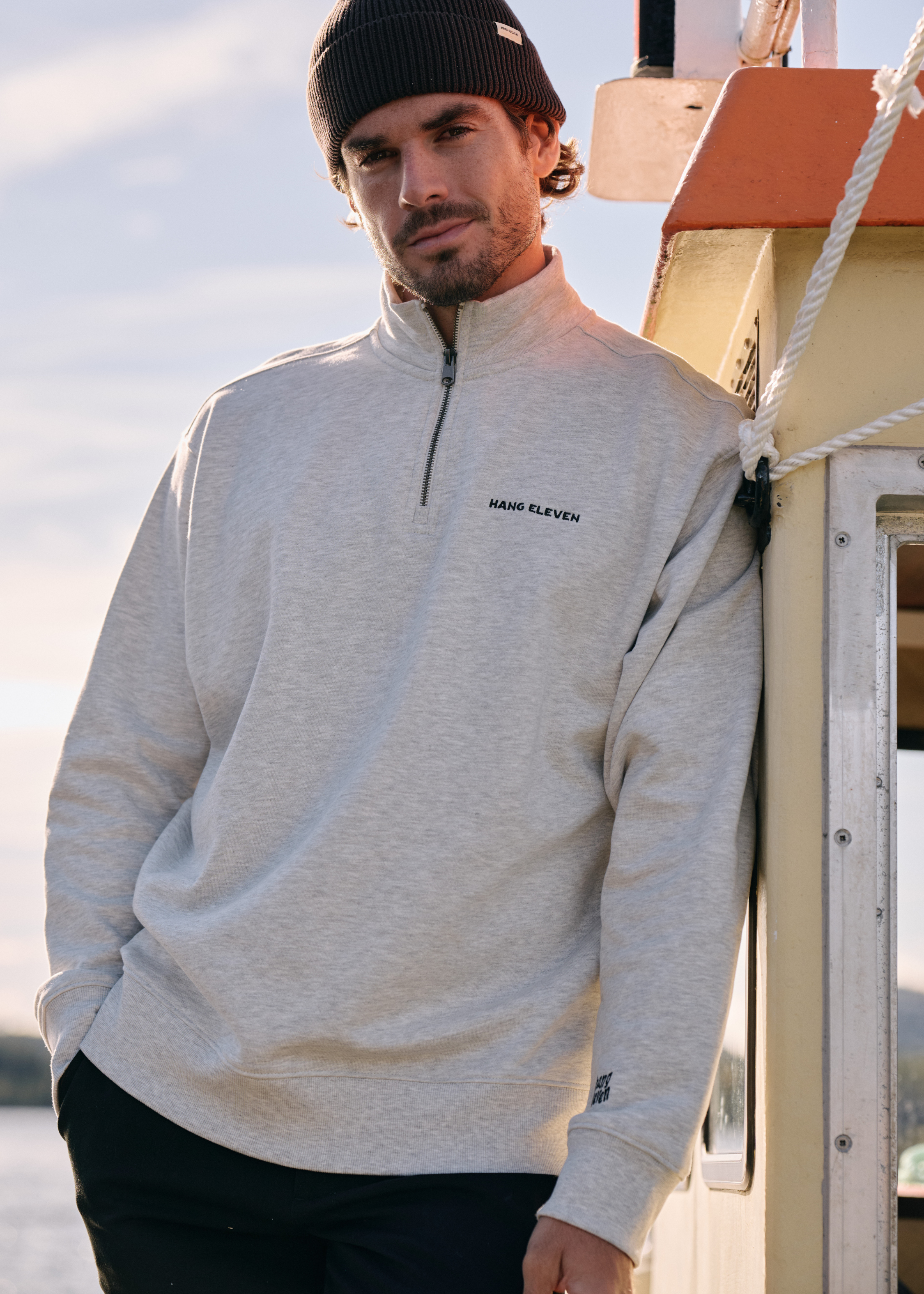 Half Zip Sweater - Grey Melee