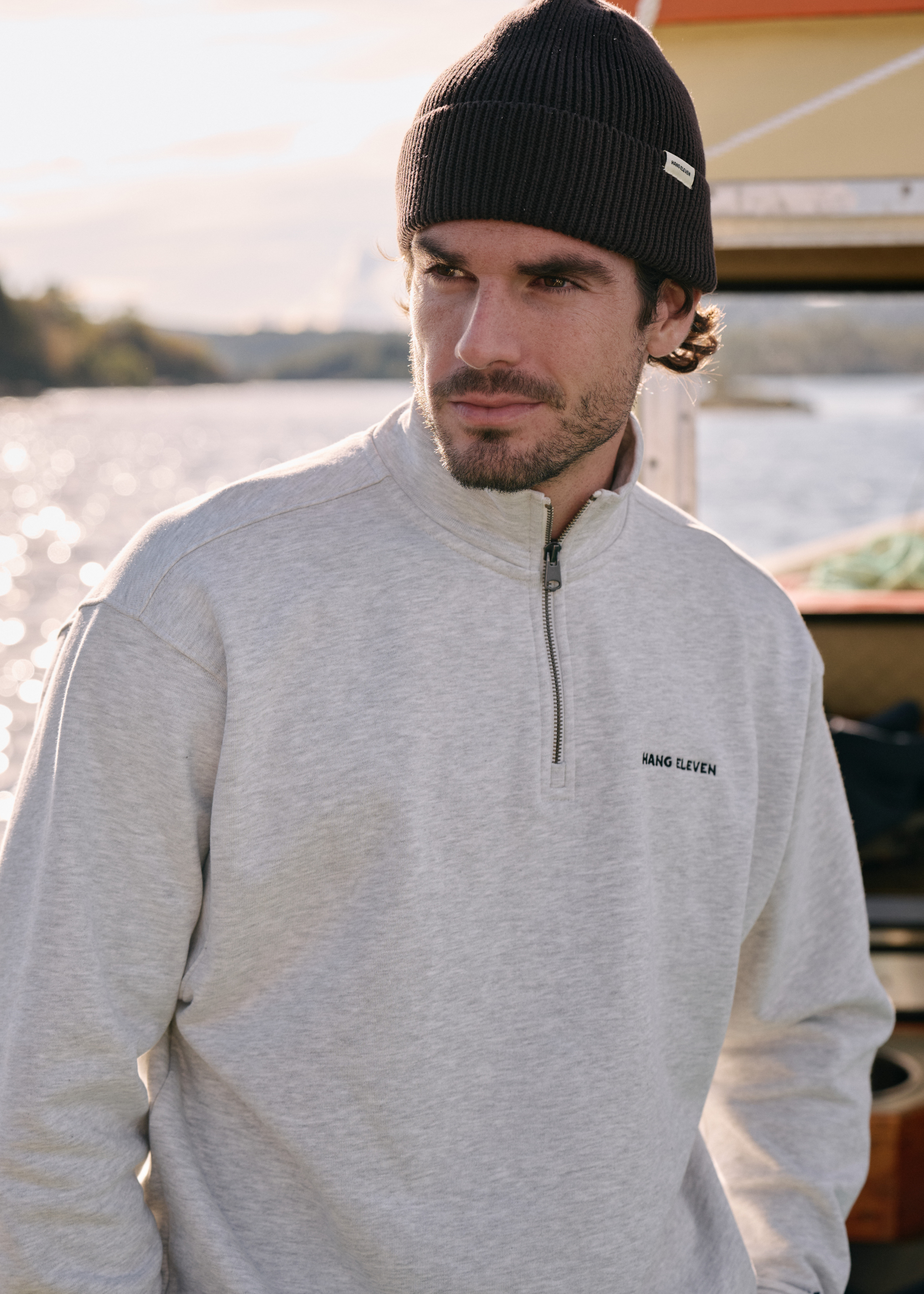Half Zip Sweater - Grey Melee