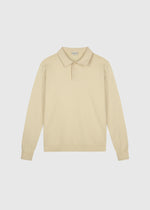 Polo à manches longues en tricot - Sable