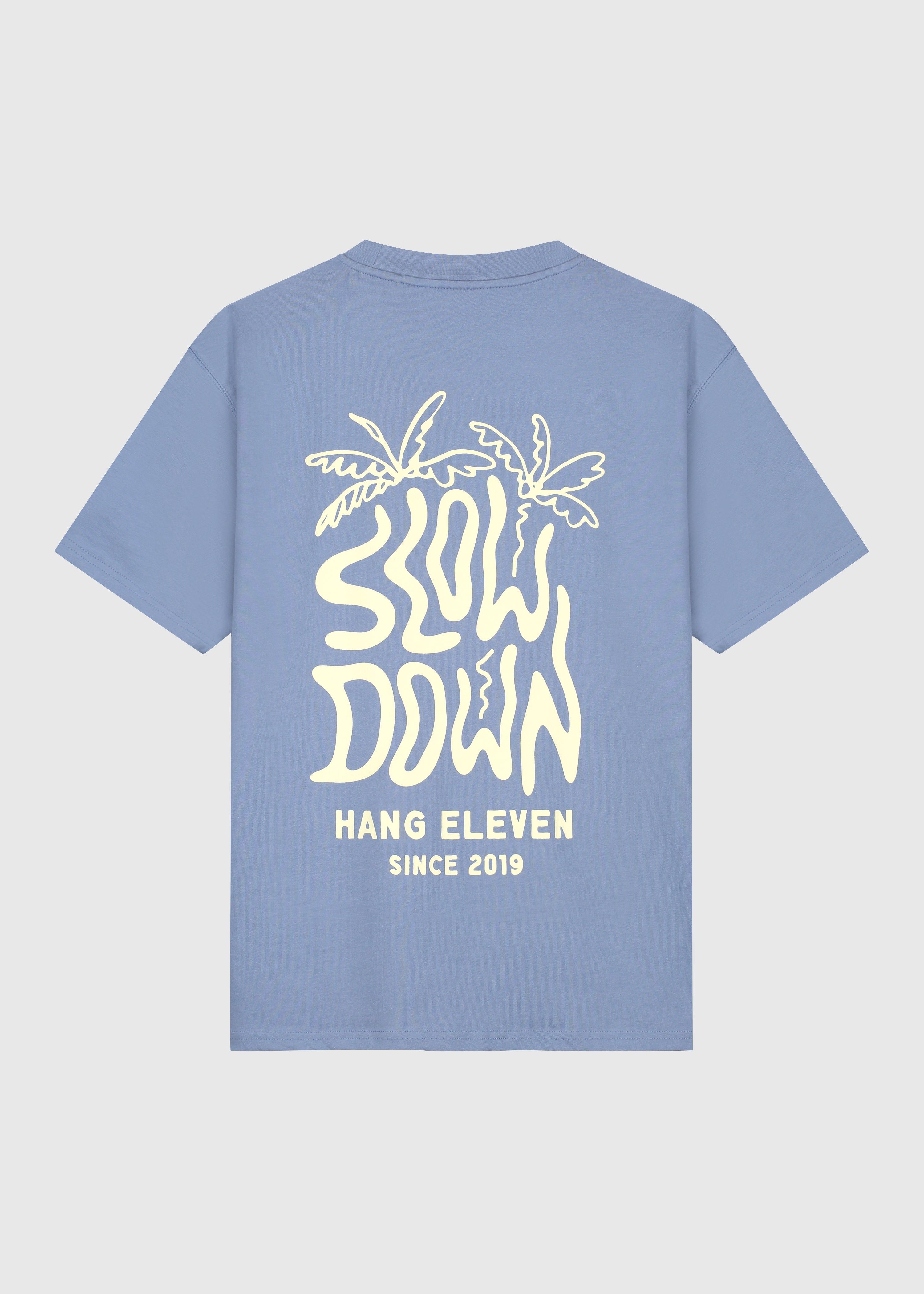 Slow Down Palm Tee - Dusty Blue