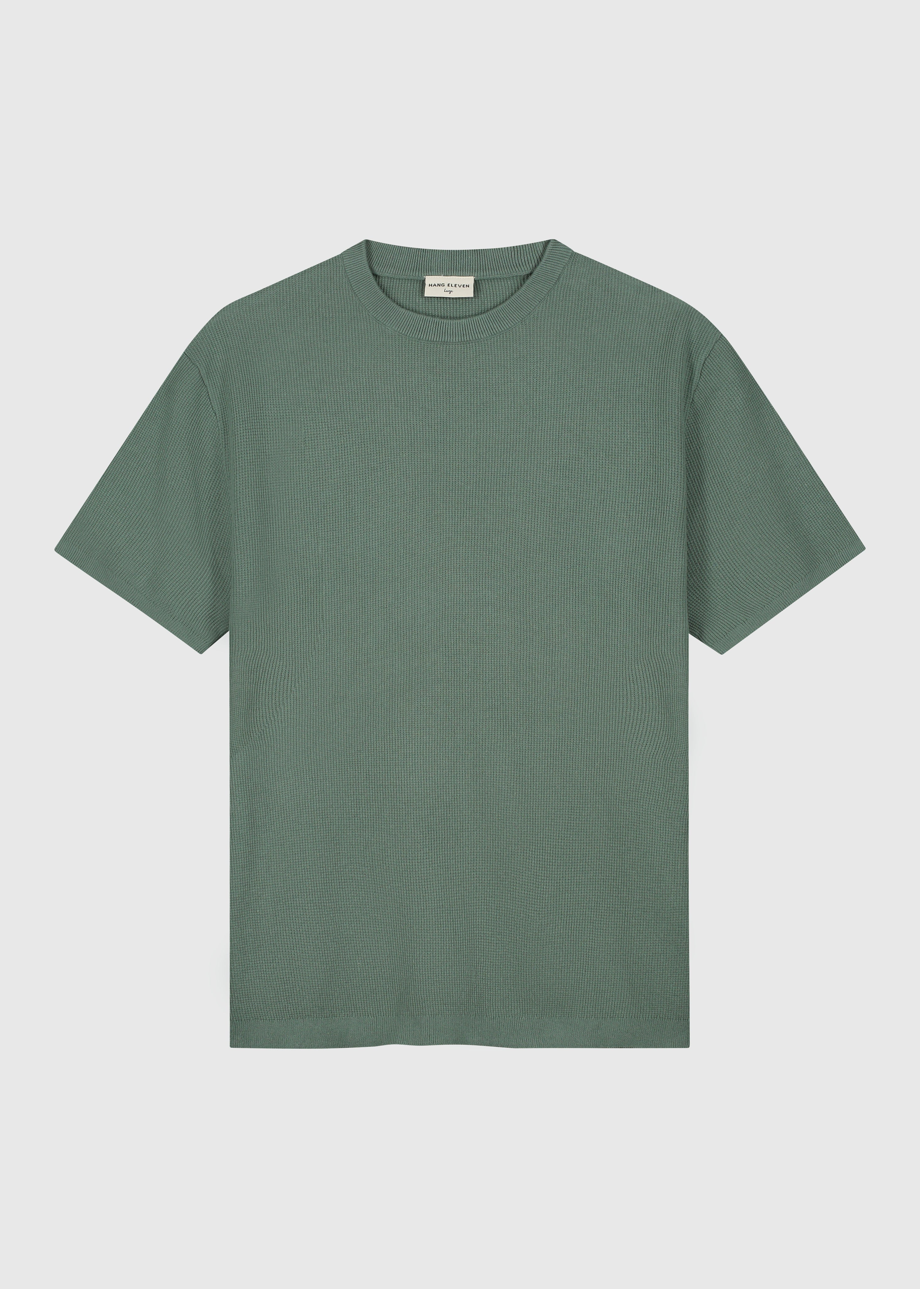 T-shirt en jersey gaufré - Vert sauge