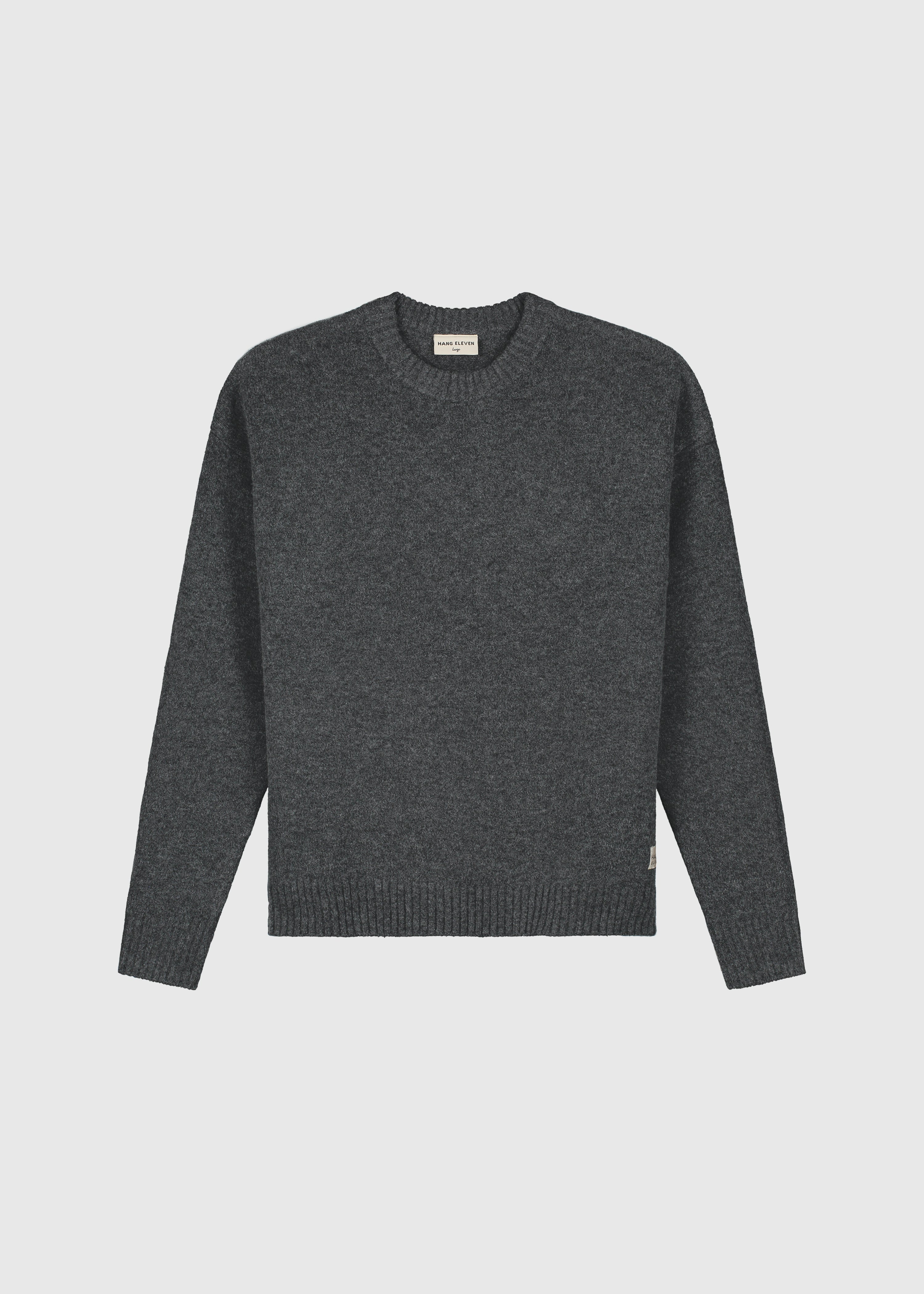 Col rond en tricot épais - Gris pierre mélangé