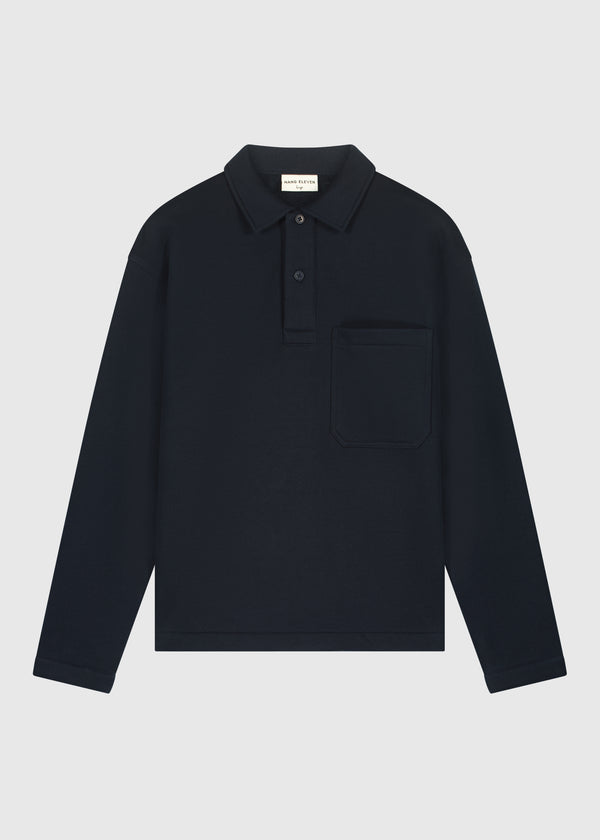 Heavy Polo Longsleeve - Navy Blue