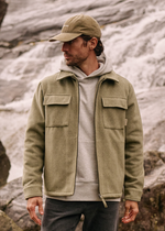 Herringbone Zip Overshirt - Green