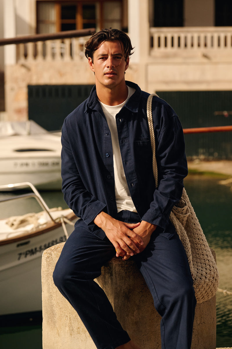 Chemise à chevrons - Bleu marine