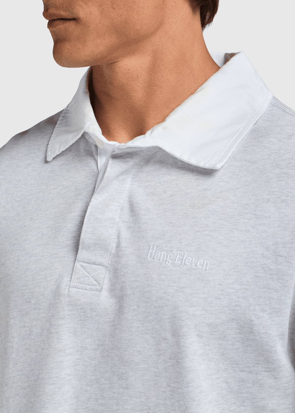 Contrast Collar Polo - Grey Melee