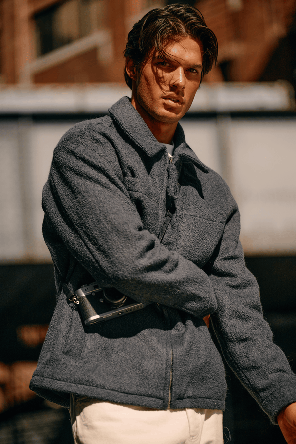 Premium Wool Jacket - Navy Blue
