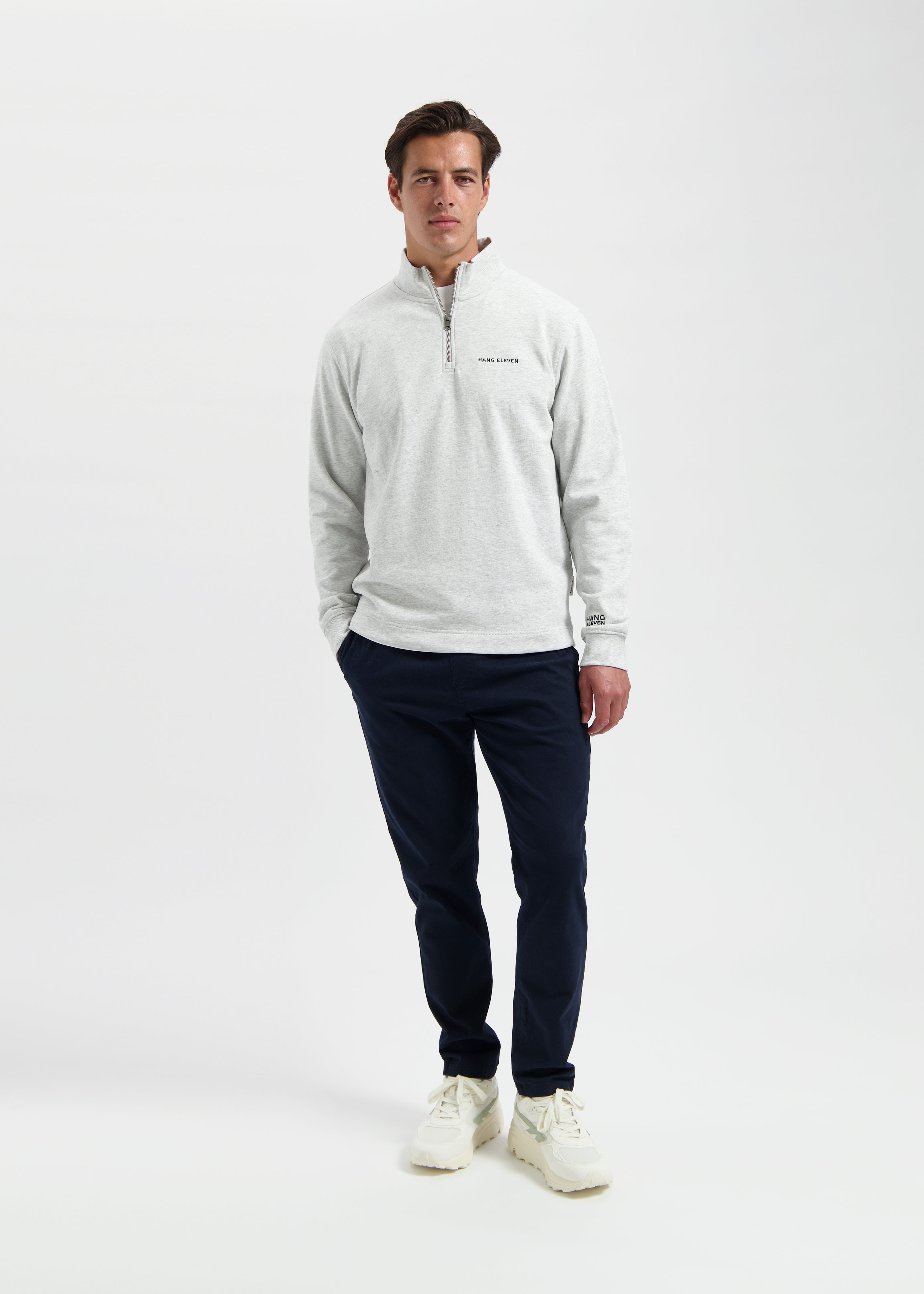 Half Zip Sweater - Grey Melee