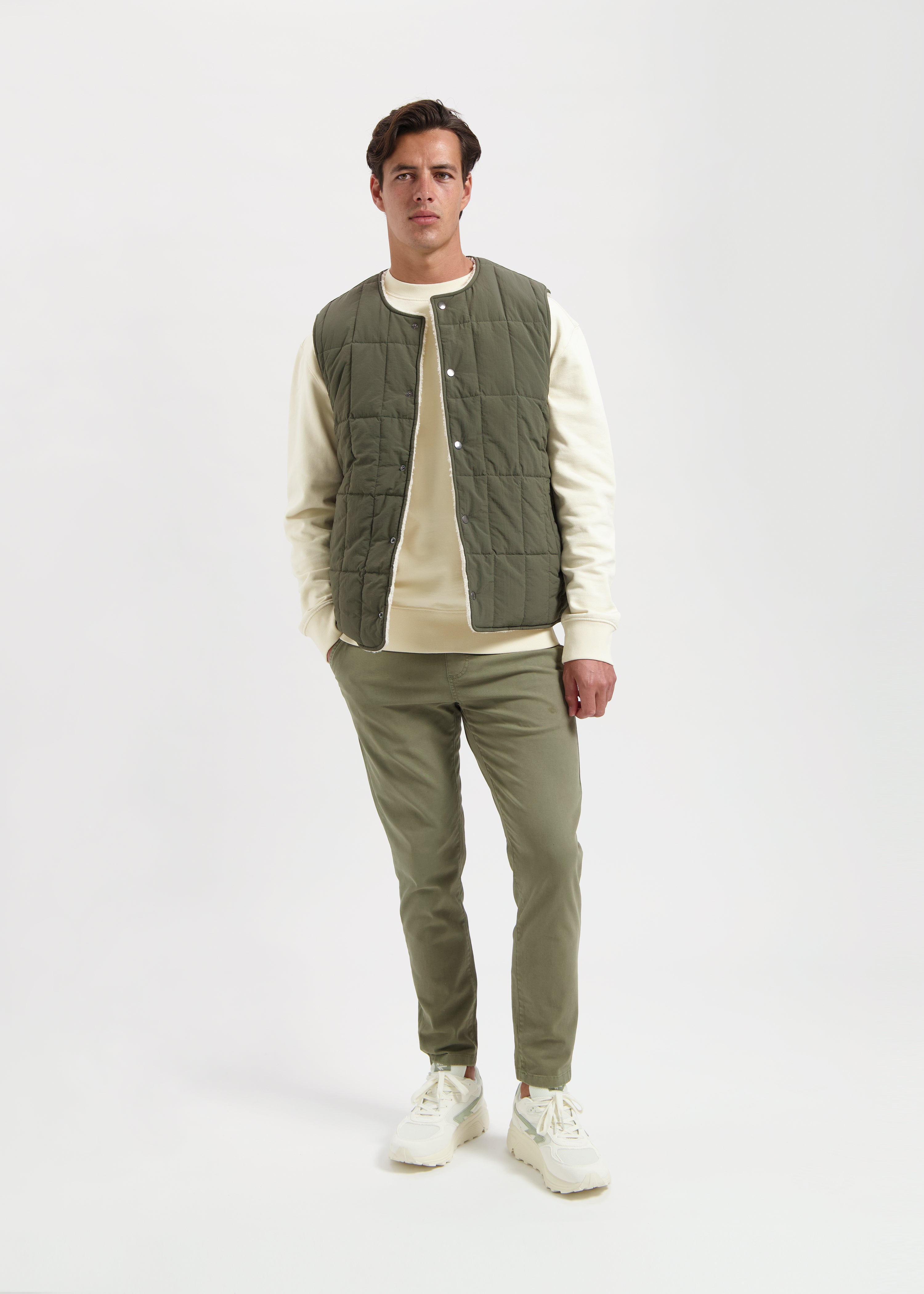 Reversible Teddy Vest - Army Green