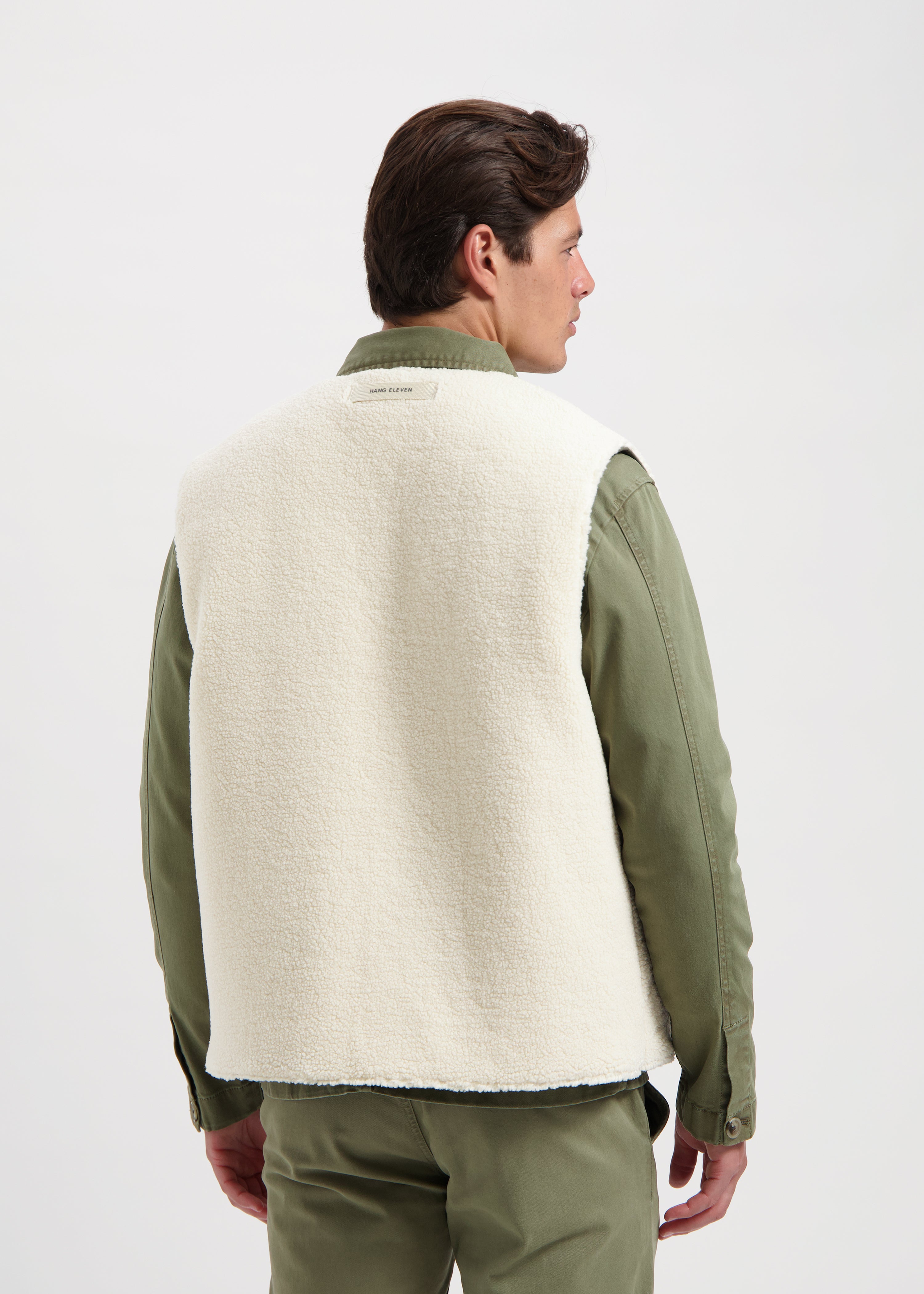 Reversible Teddy Vest - Army Green