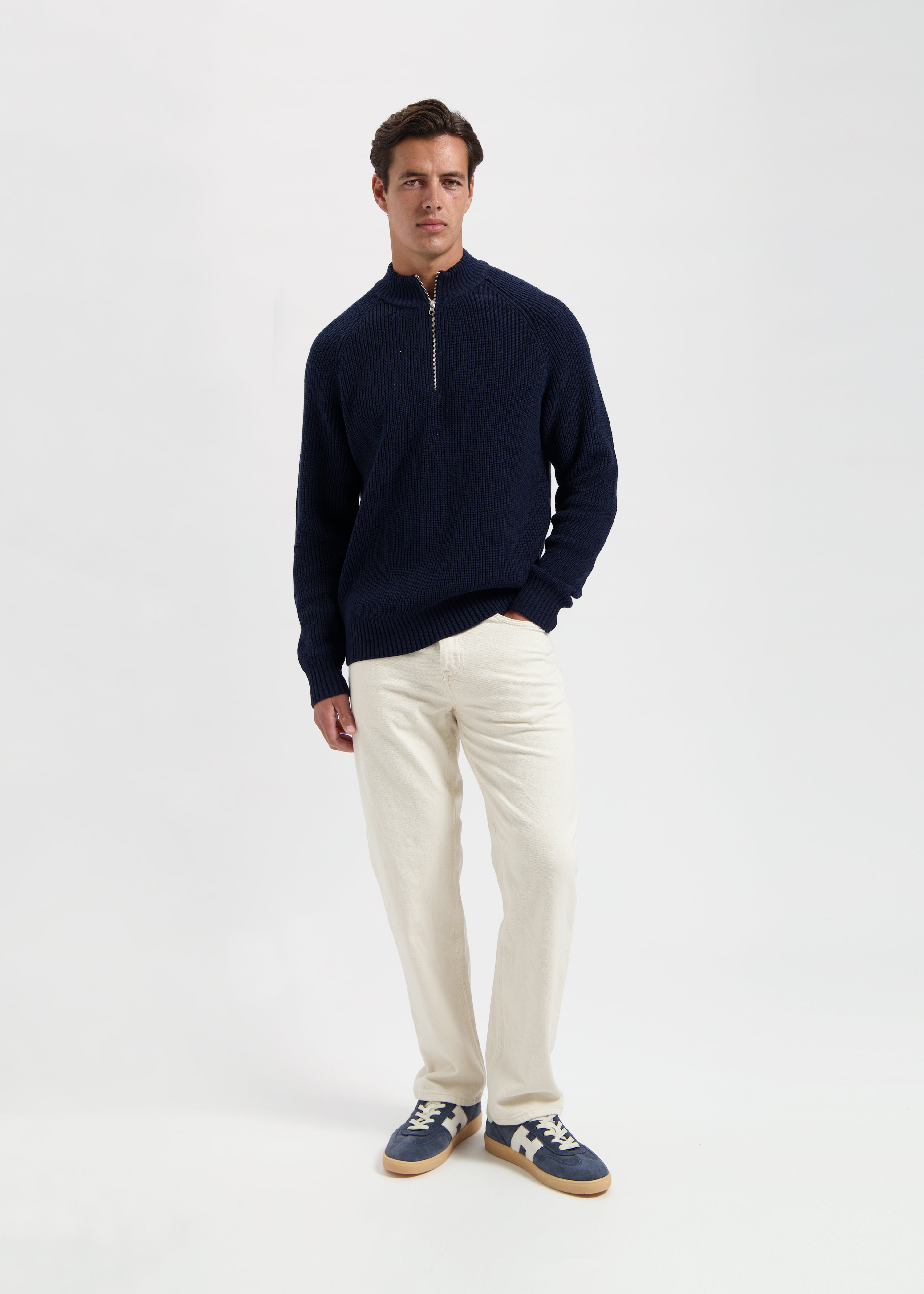 Heavy Knit Half Zip - Navy Blue