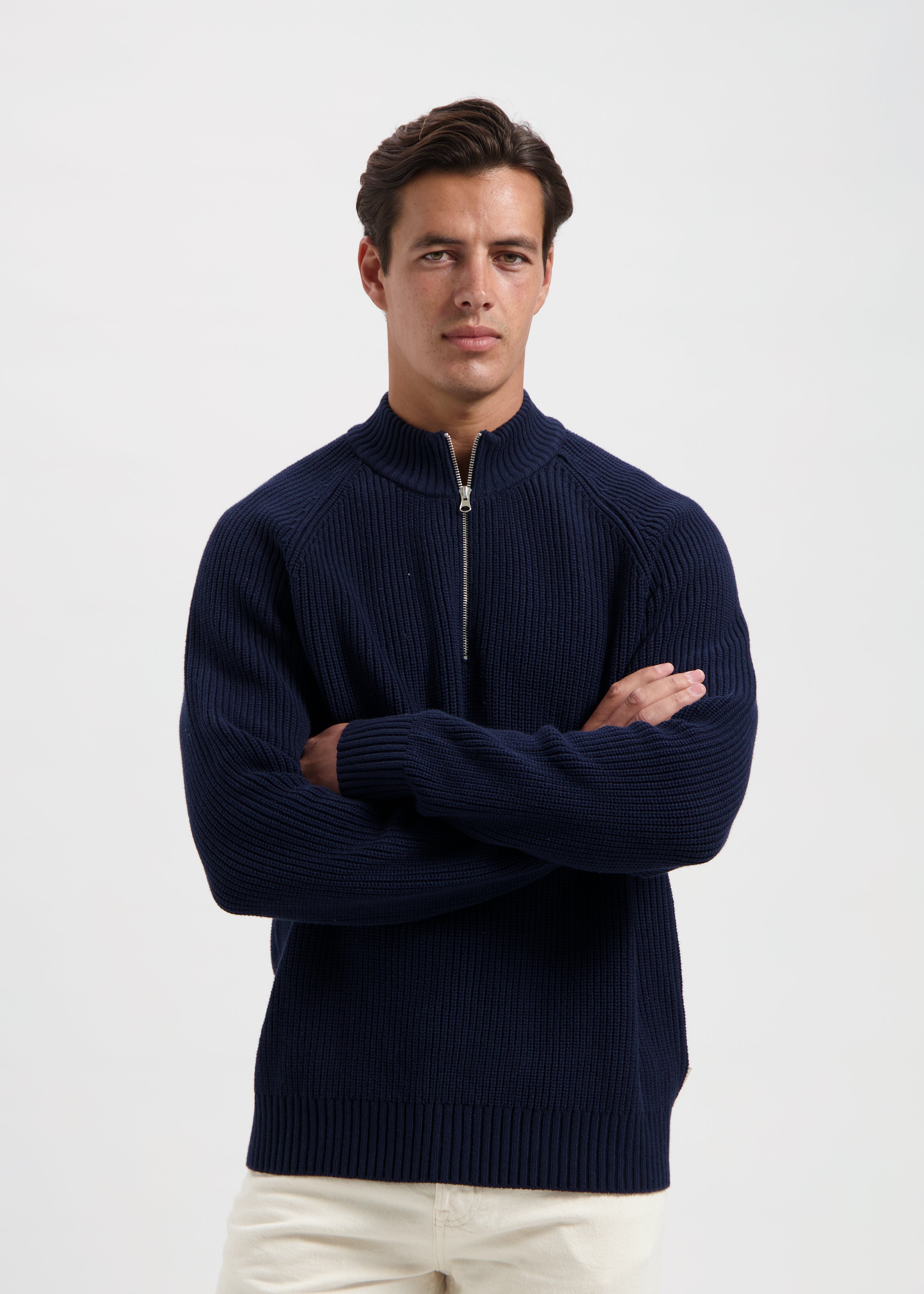 Heavy Knit Half Zip - Navy Blue