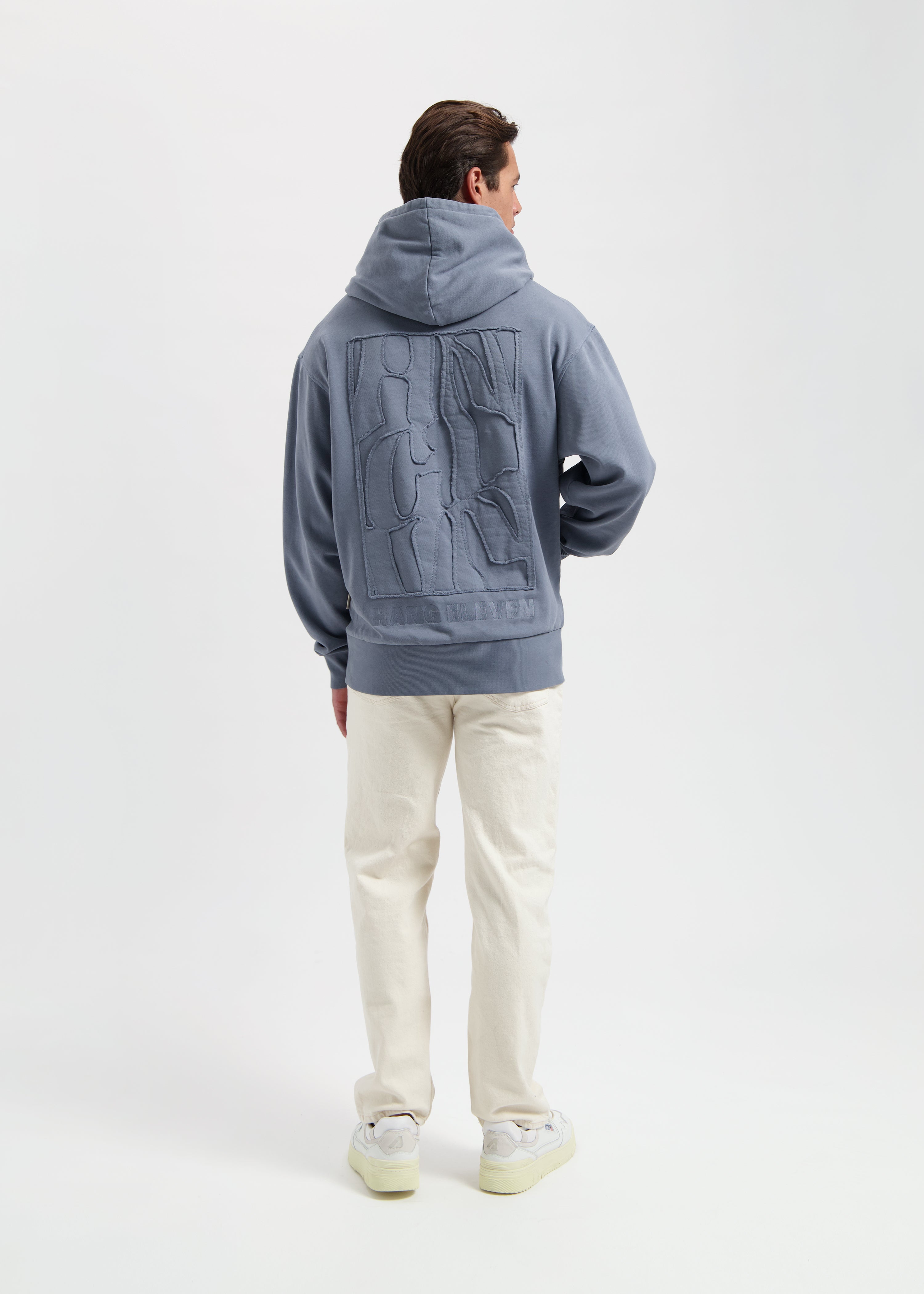 Back Embro Hoodie - Stone Grey