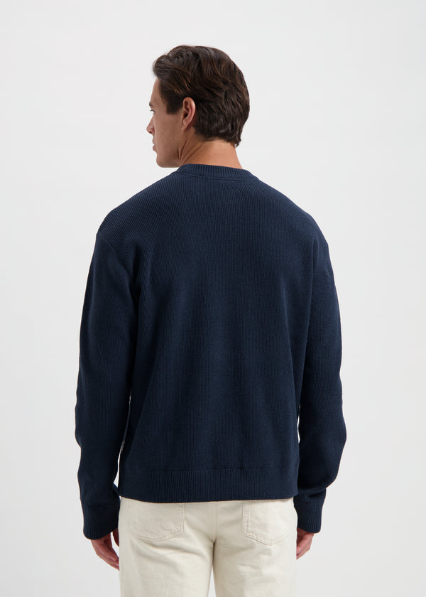 Structure Knit Crewneck - Navy
