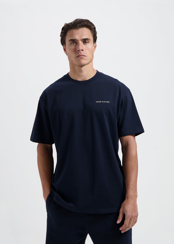 Palm Square Tee - Marineblau
