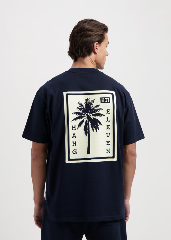 Palm Square Tee - Marineblau