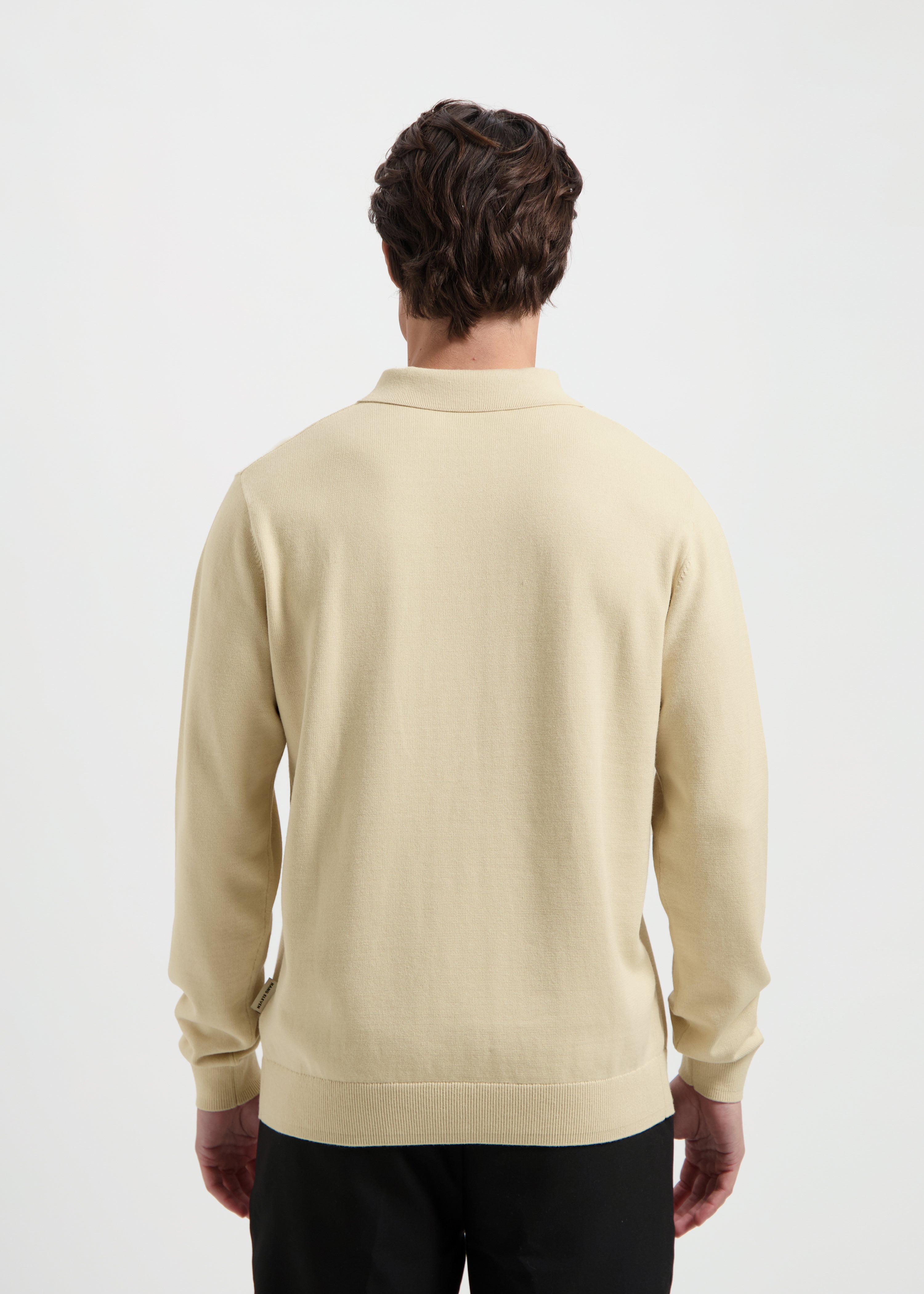 Polo à manches longues en tricot - Sable