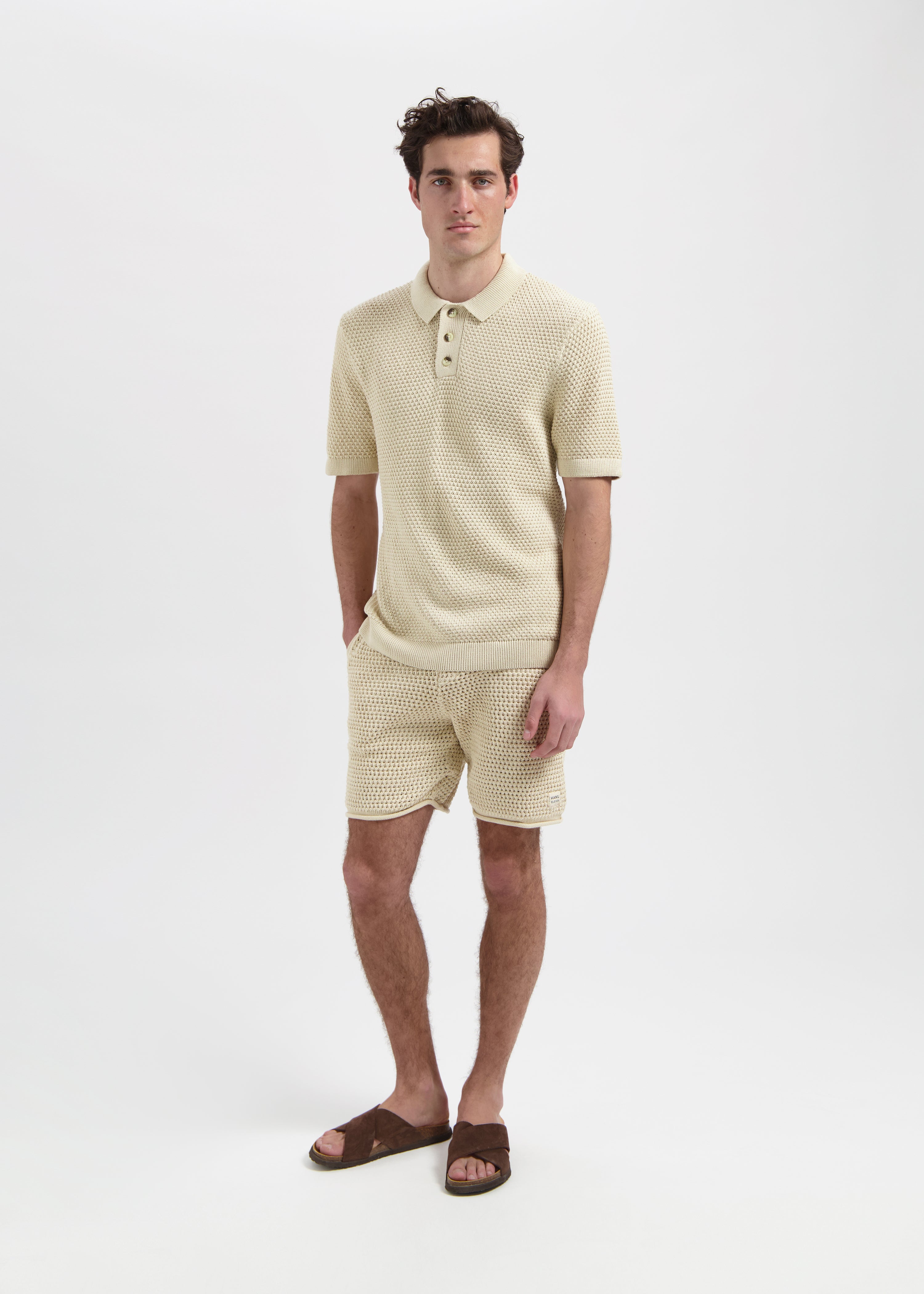 The Crochet Knit Polo - Sand