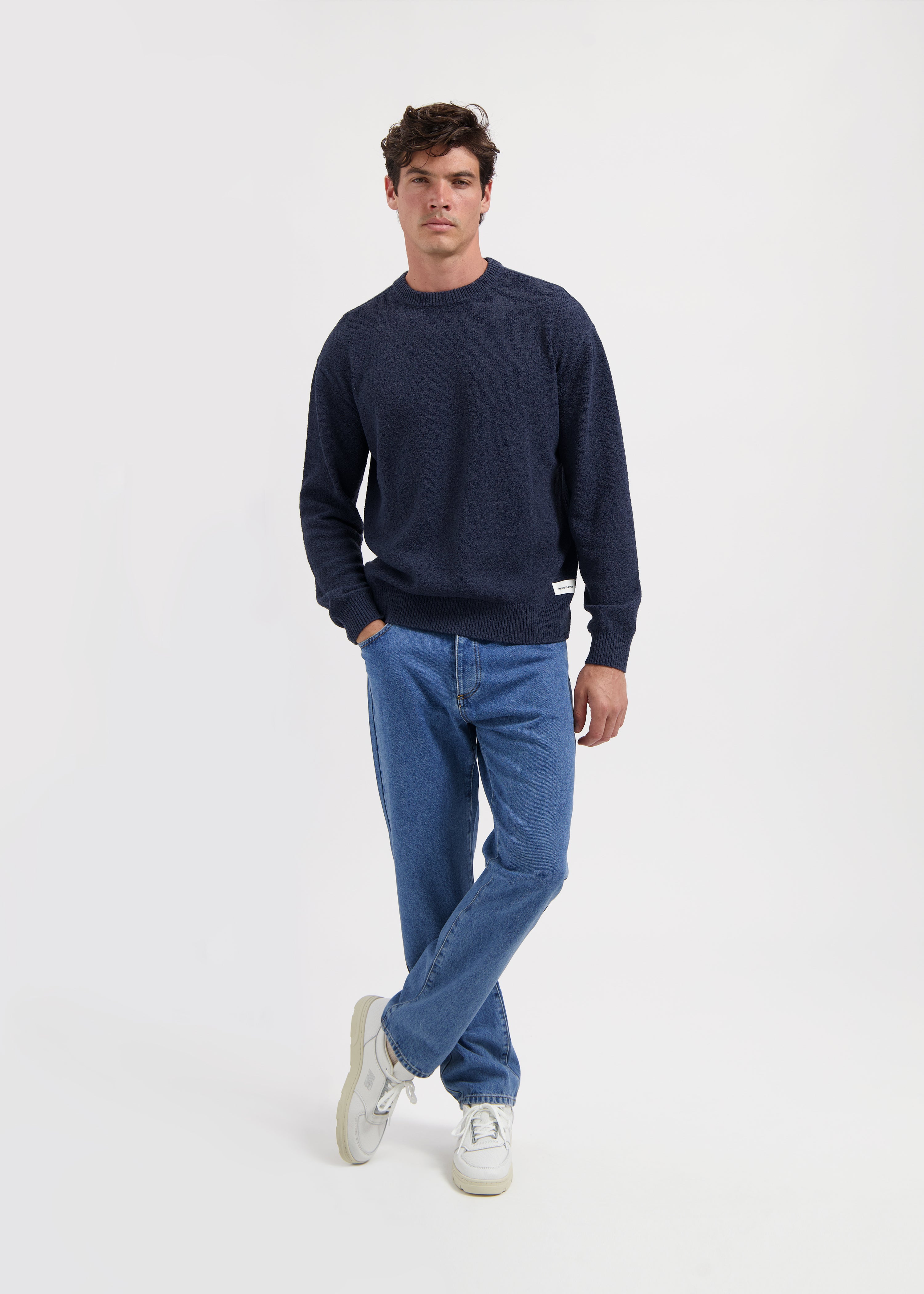 Loop Knit Crewneck - Navy Blue