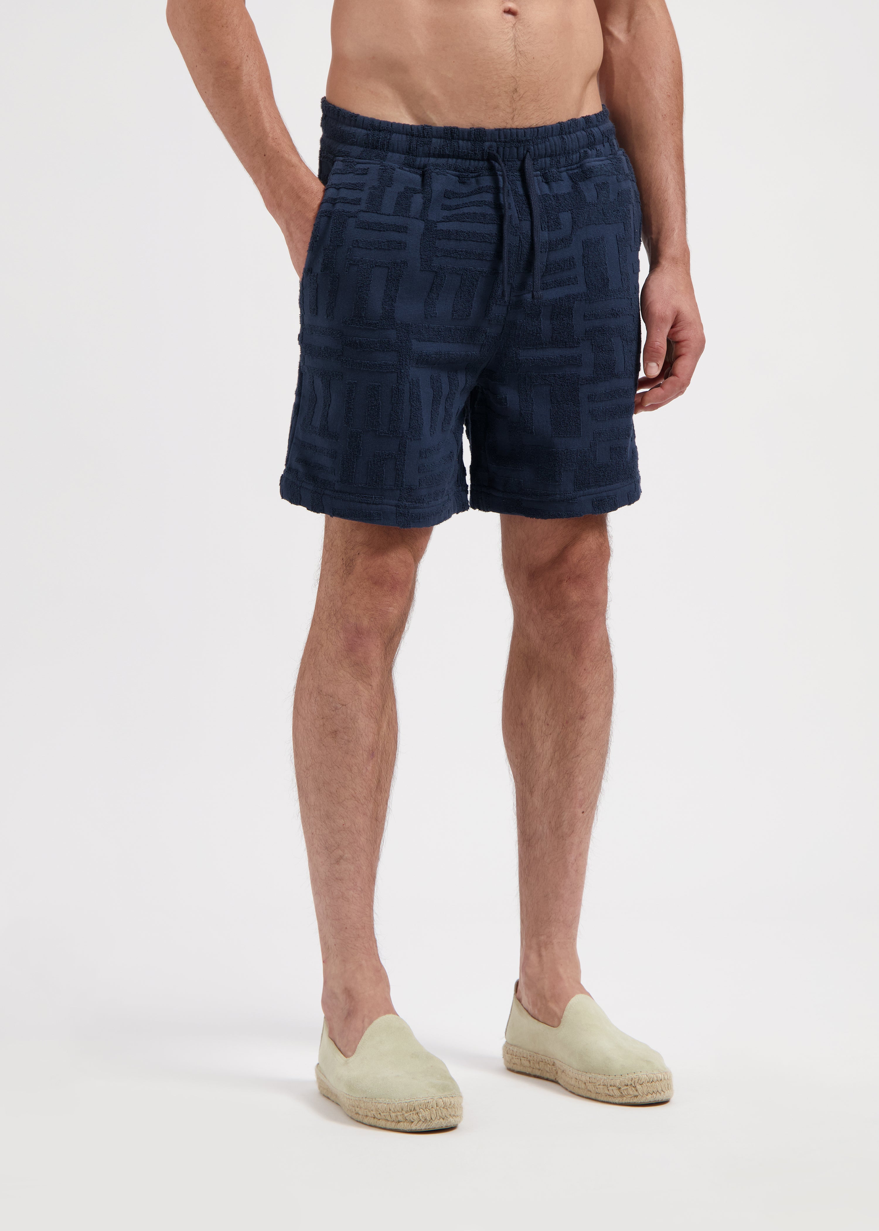 Toweling Jacquard Short - Navy Blue