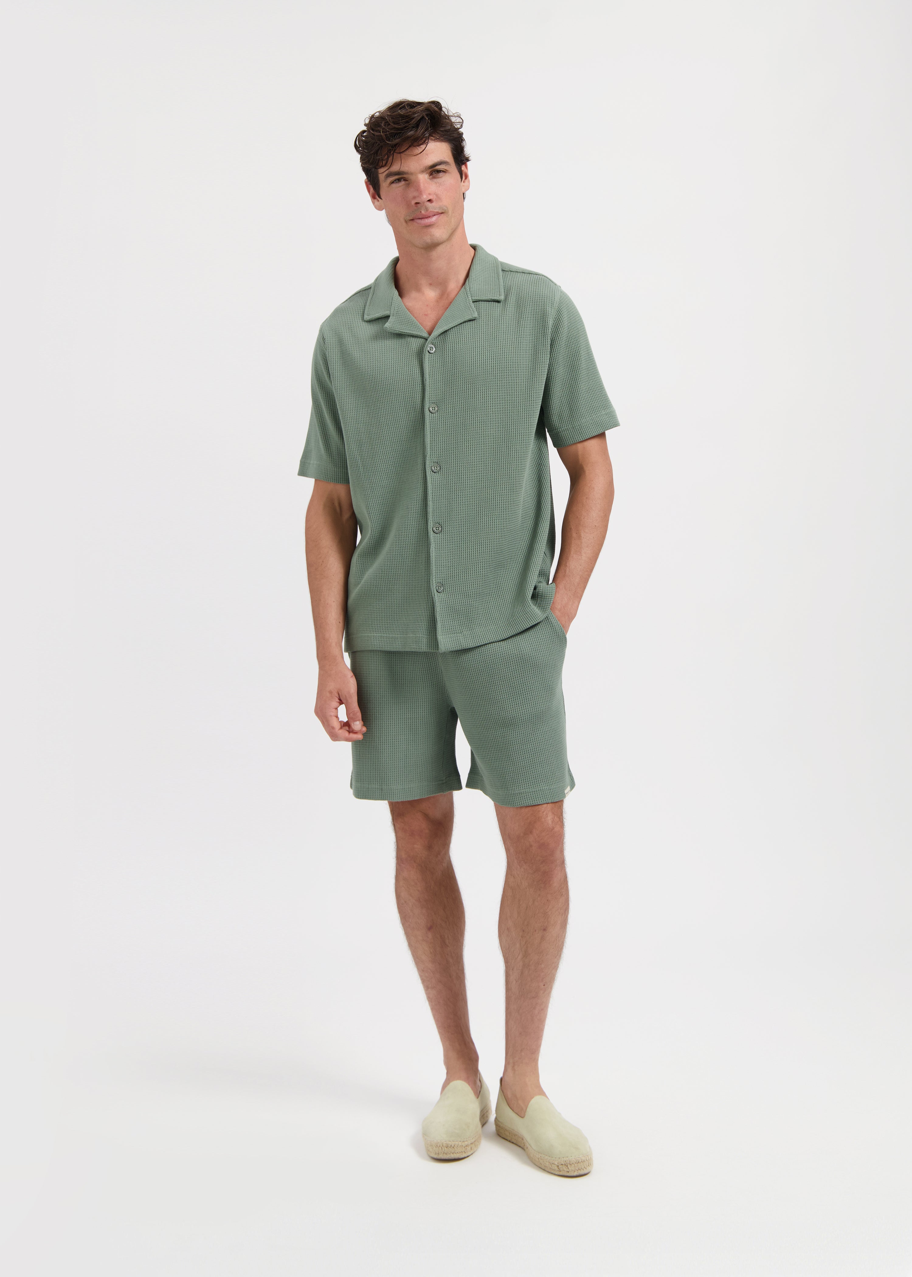 Waffle Short- Dark Sage Green