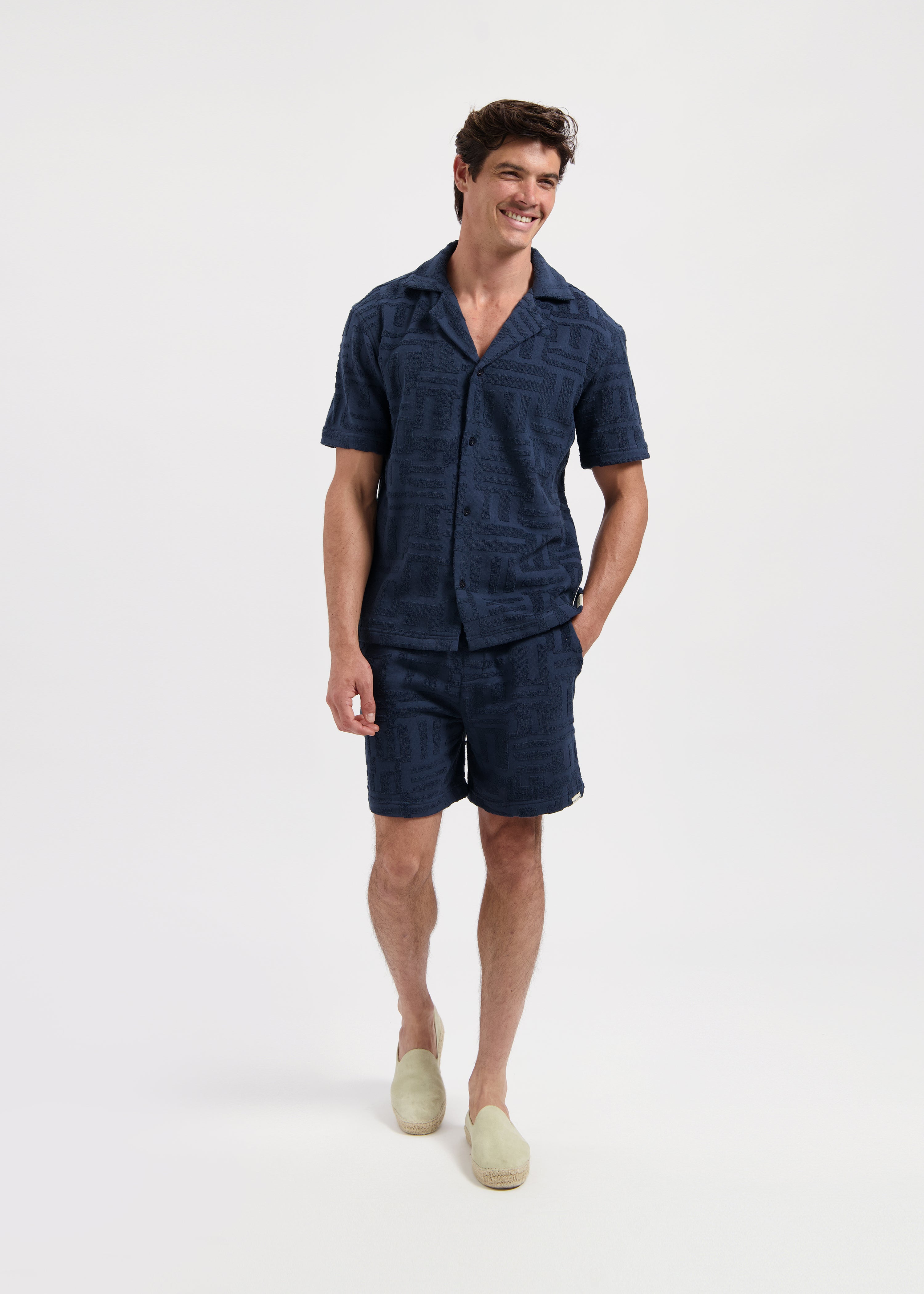 Toweling Jacquard Short - Navy Blue