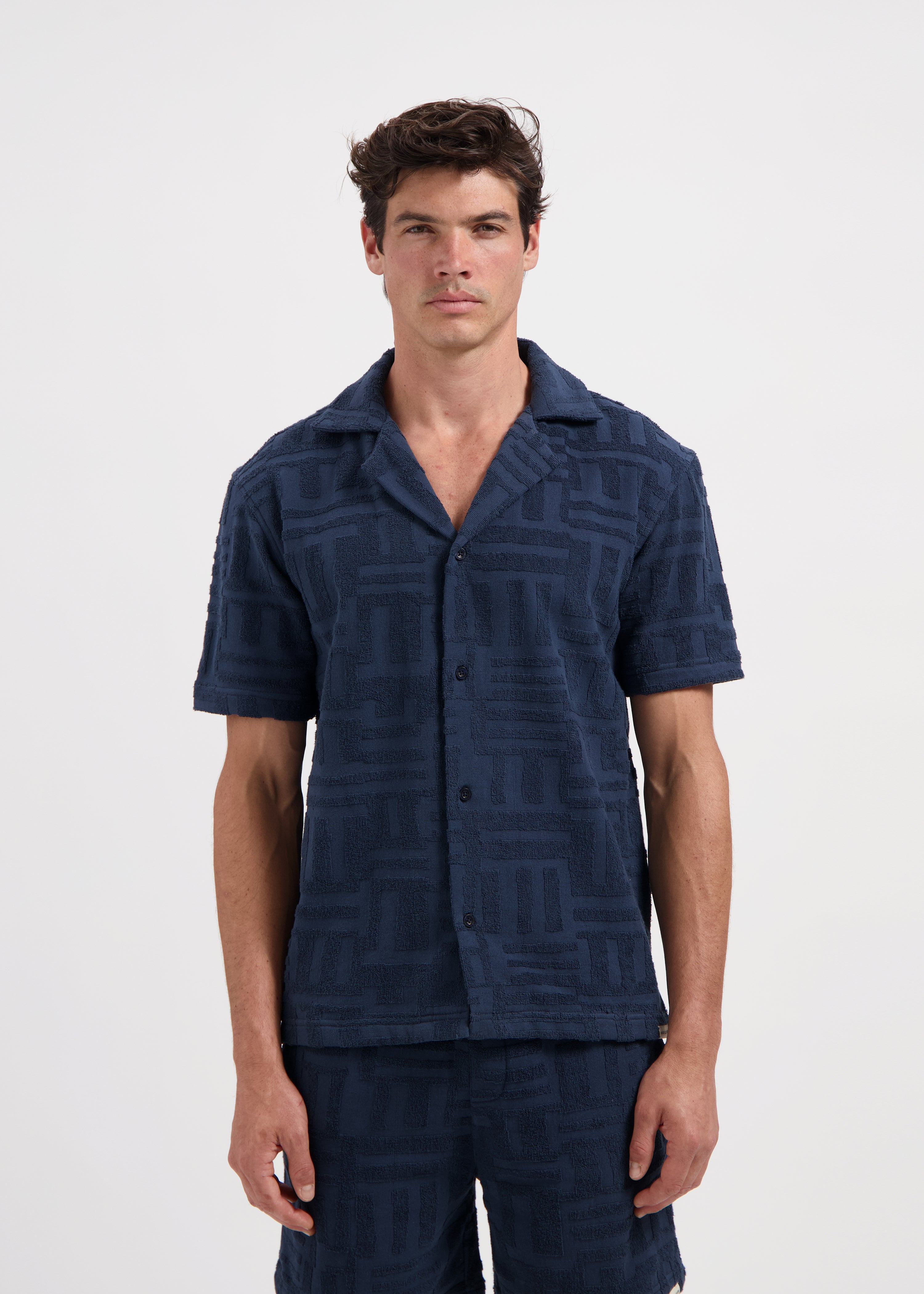Chemise jacquard éponge - Bleu marine
