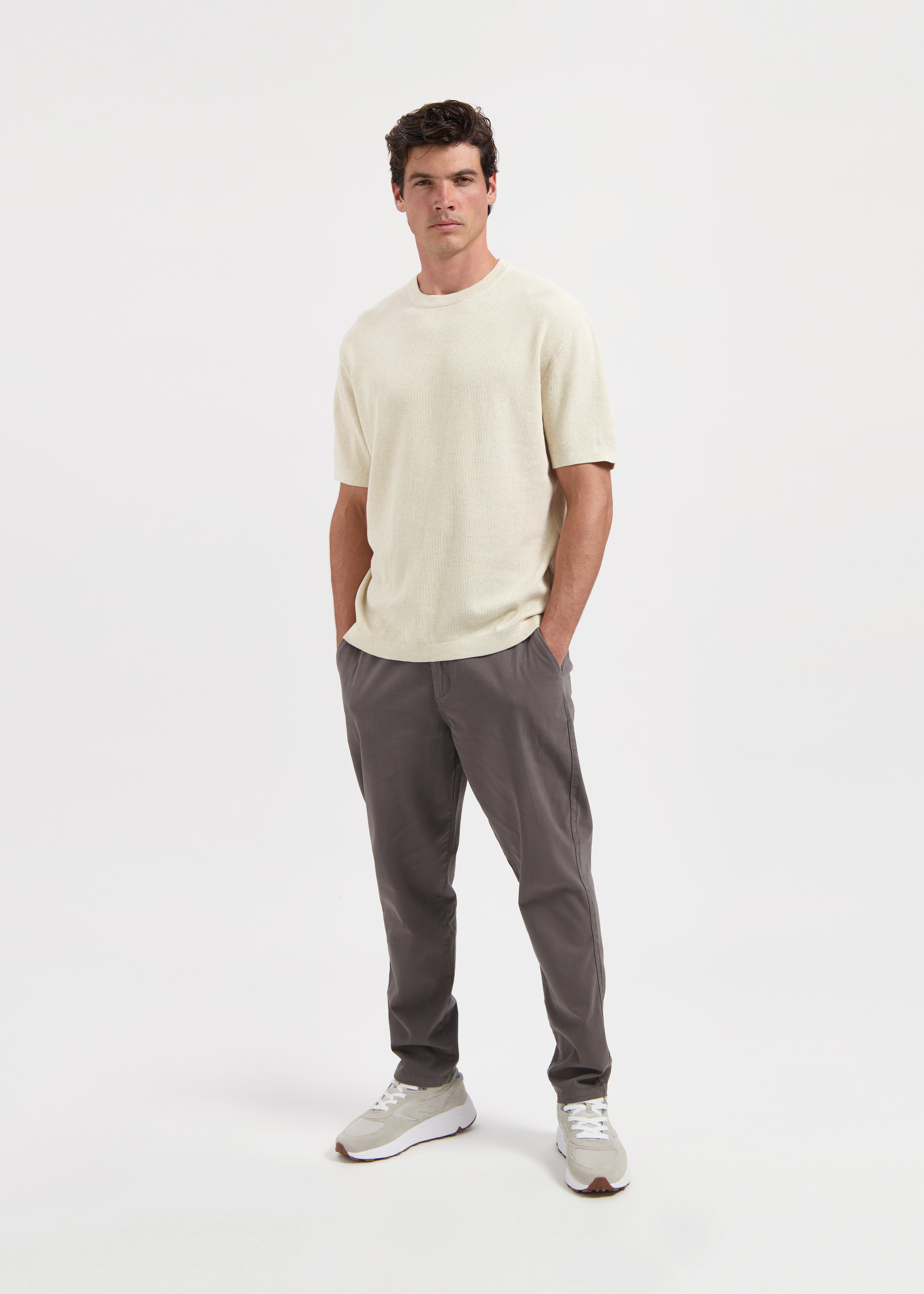 T-shirt en jersey gaufré - Sable