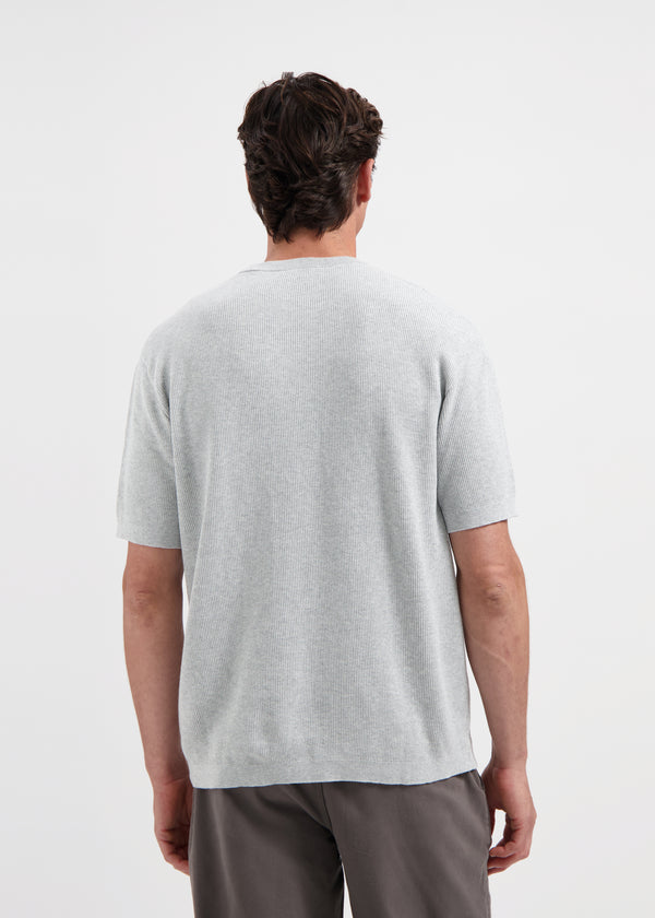 Waffle Knitted Tee - Grey Melange