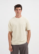 T-shirt en jersey gaufré - Sable