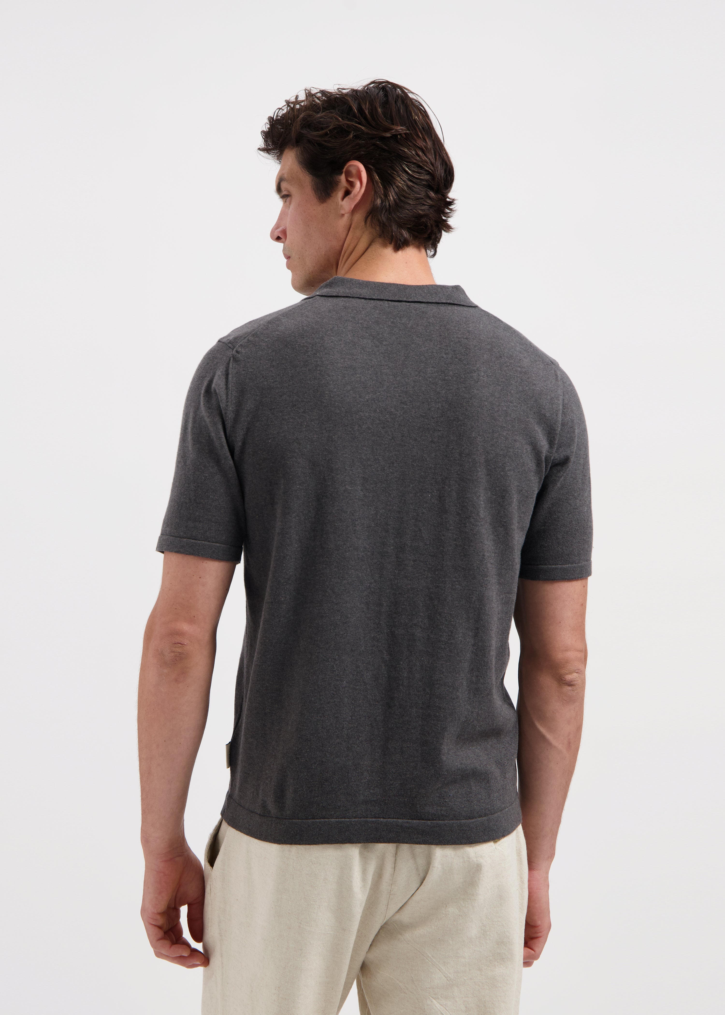 Knitted Polo - Anthracite Melange