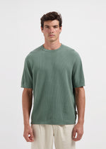 T-shirt en jersey gaufré - Vert sauge