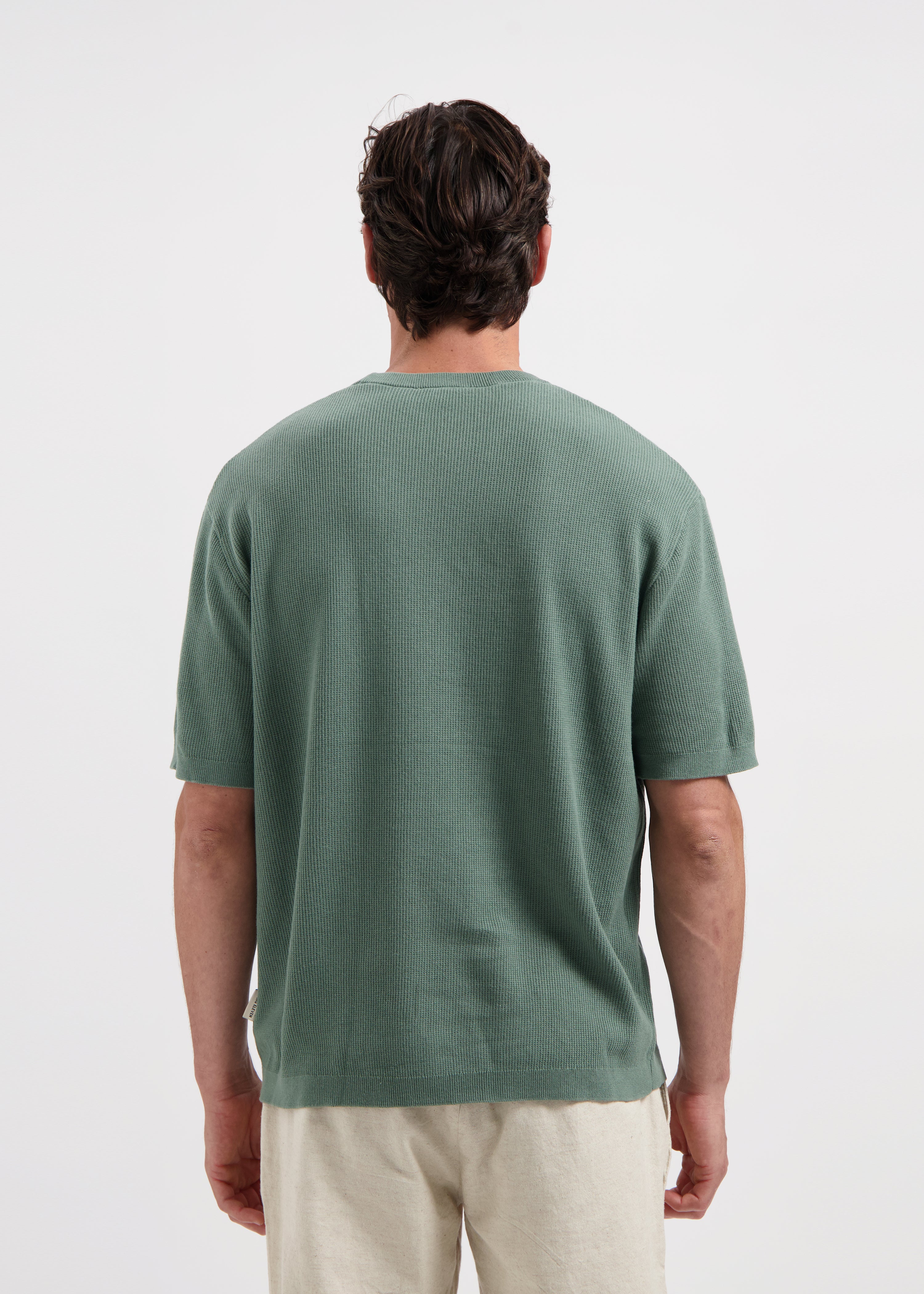 T-shirt en jersey gaufré - Vert sauge