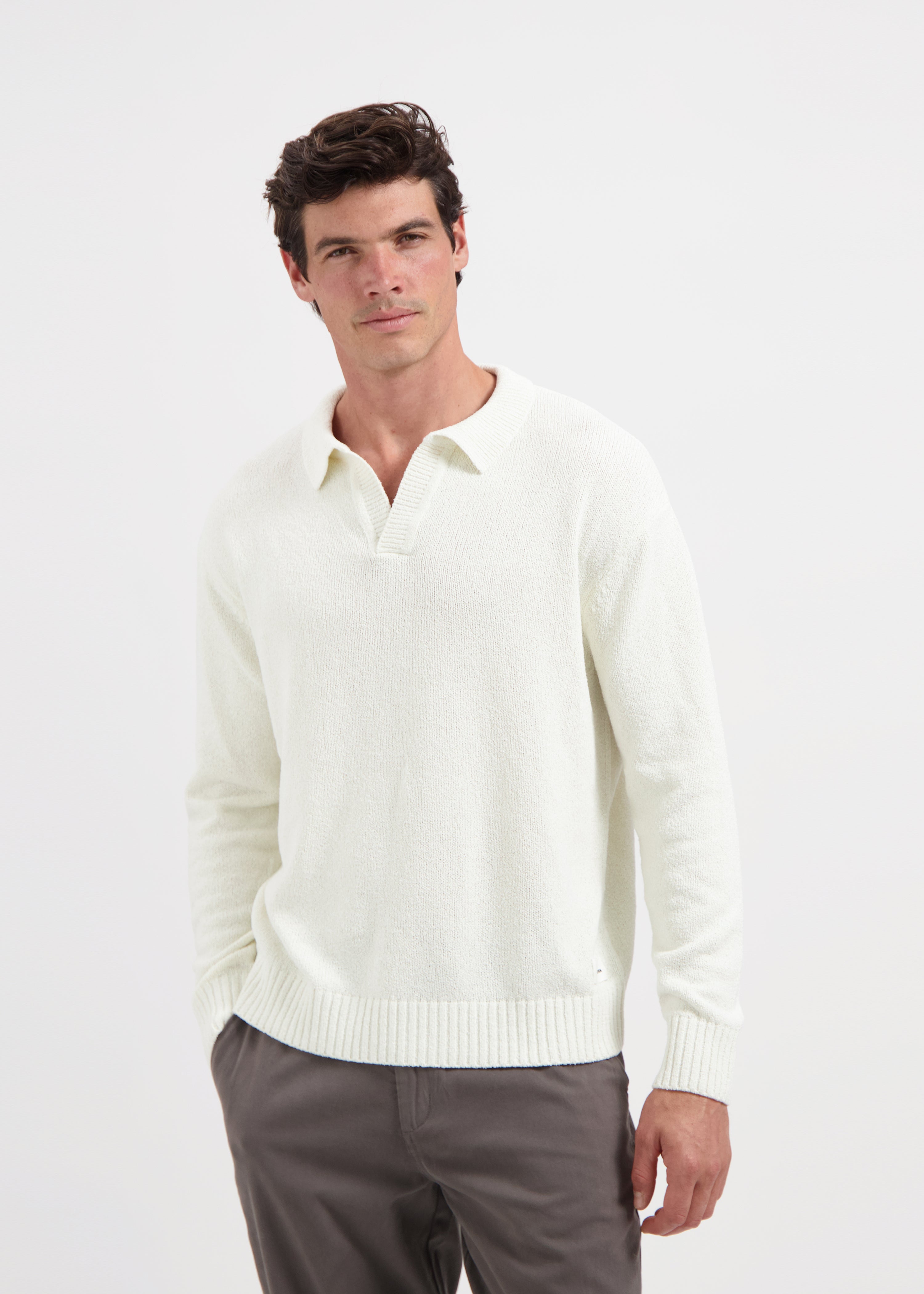 Polo en Tricot Boucle - Ecru