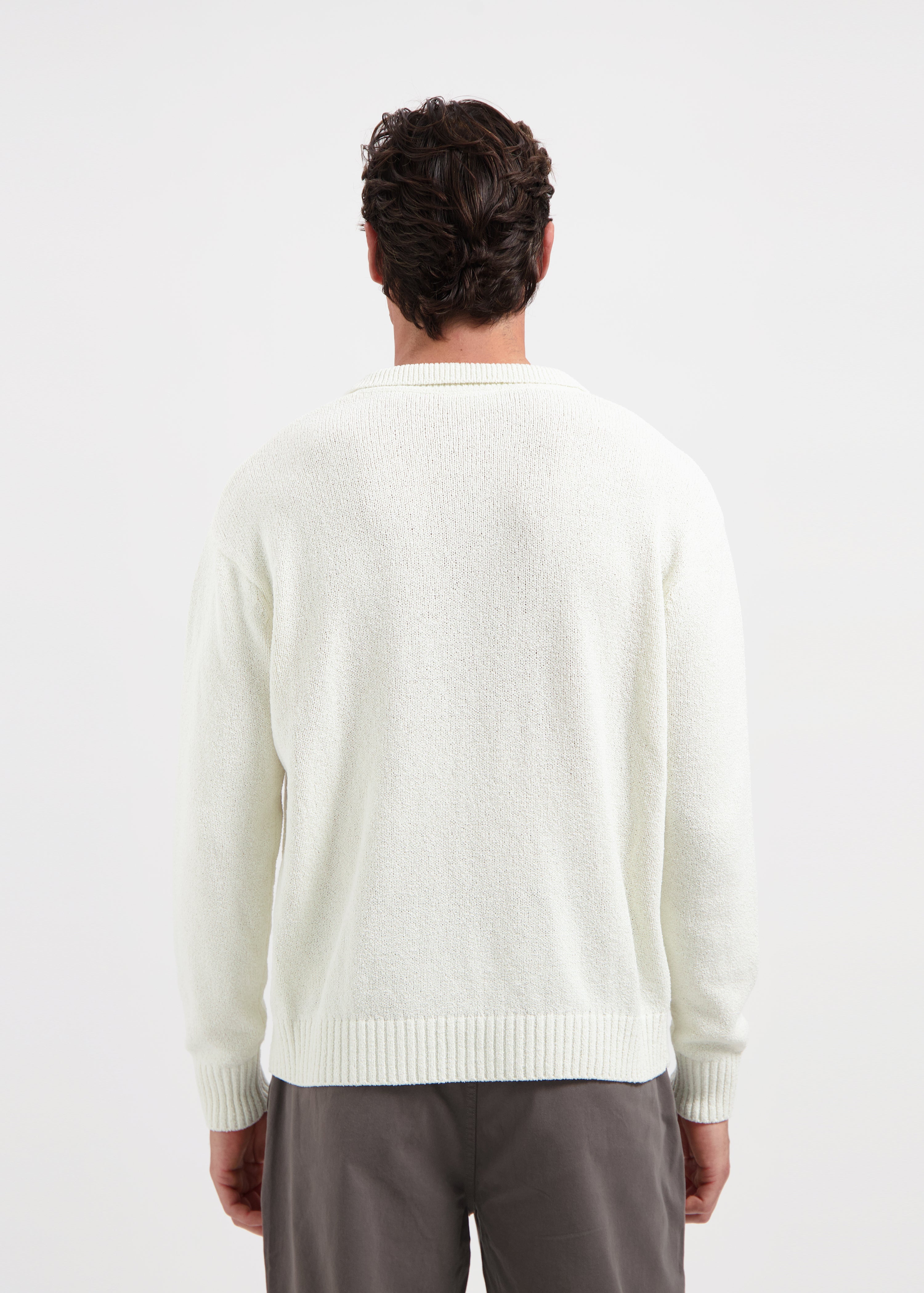 Polo en Tricot Boucle - Ecru