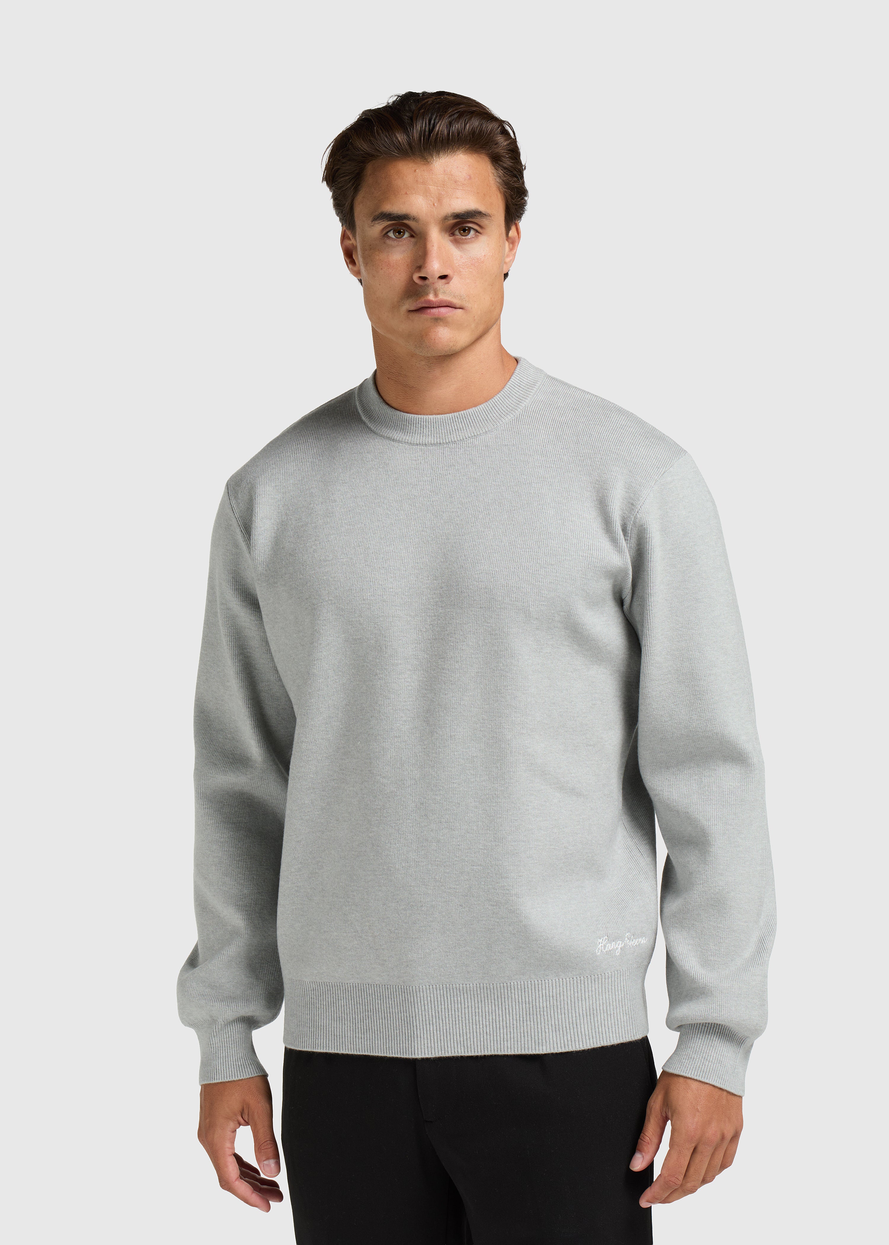 Compact Knit Crewneck - Grey Melee