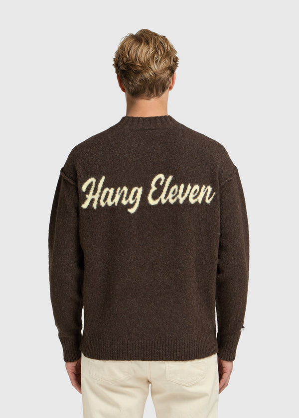 Cozy Brand Knit Crewneck - Brown